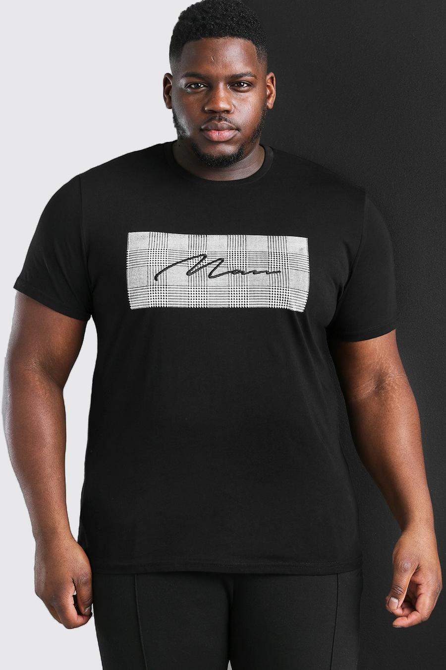 Zwart Plus Size Man Signature Jacquard Box T-Shirt image number 1