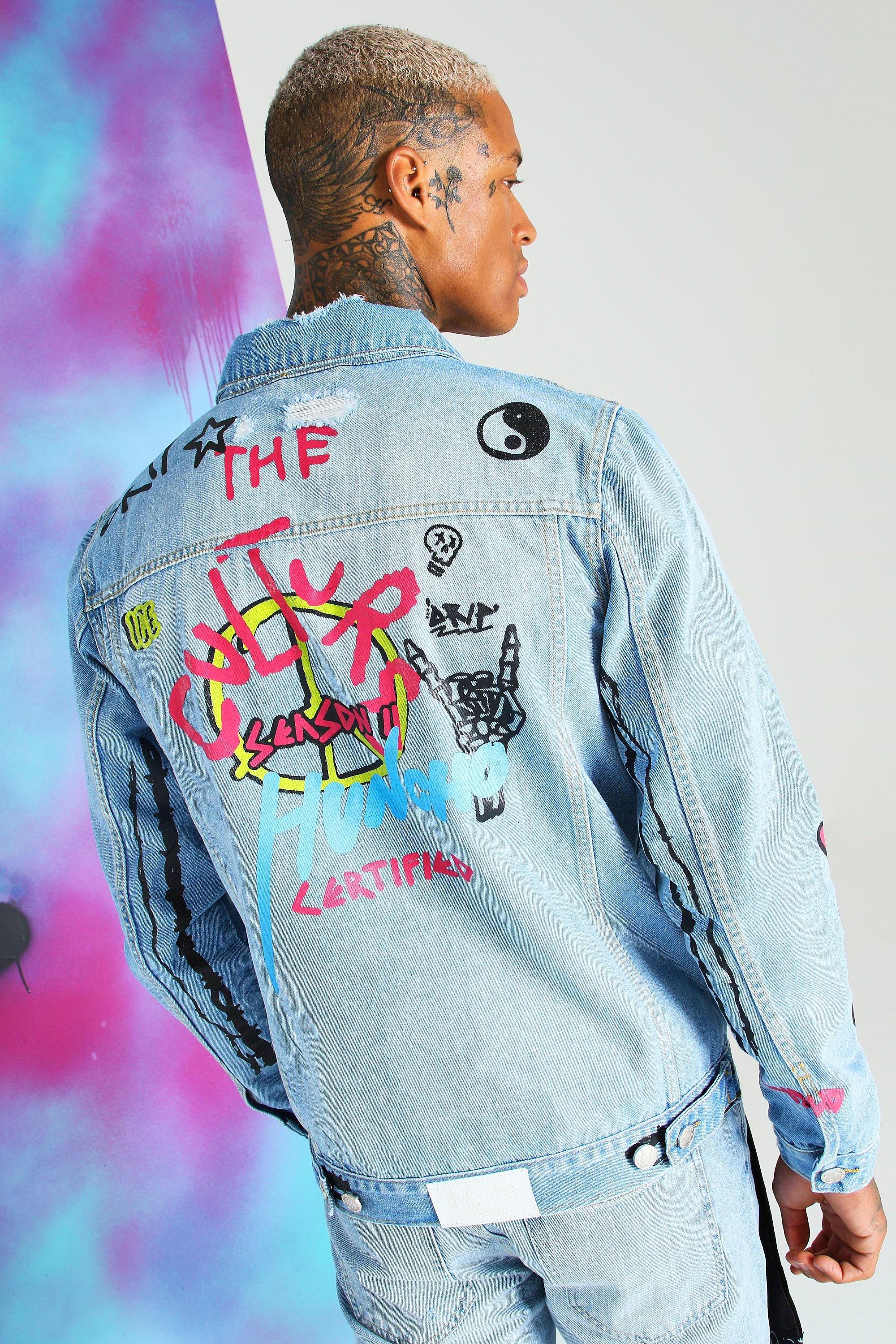 Veste en best sale jean graffiti