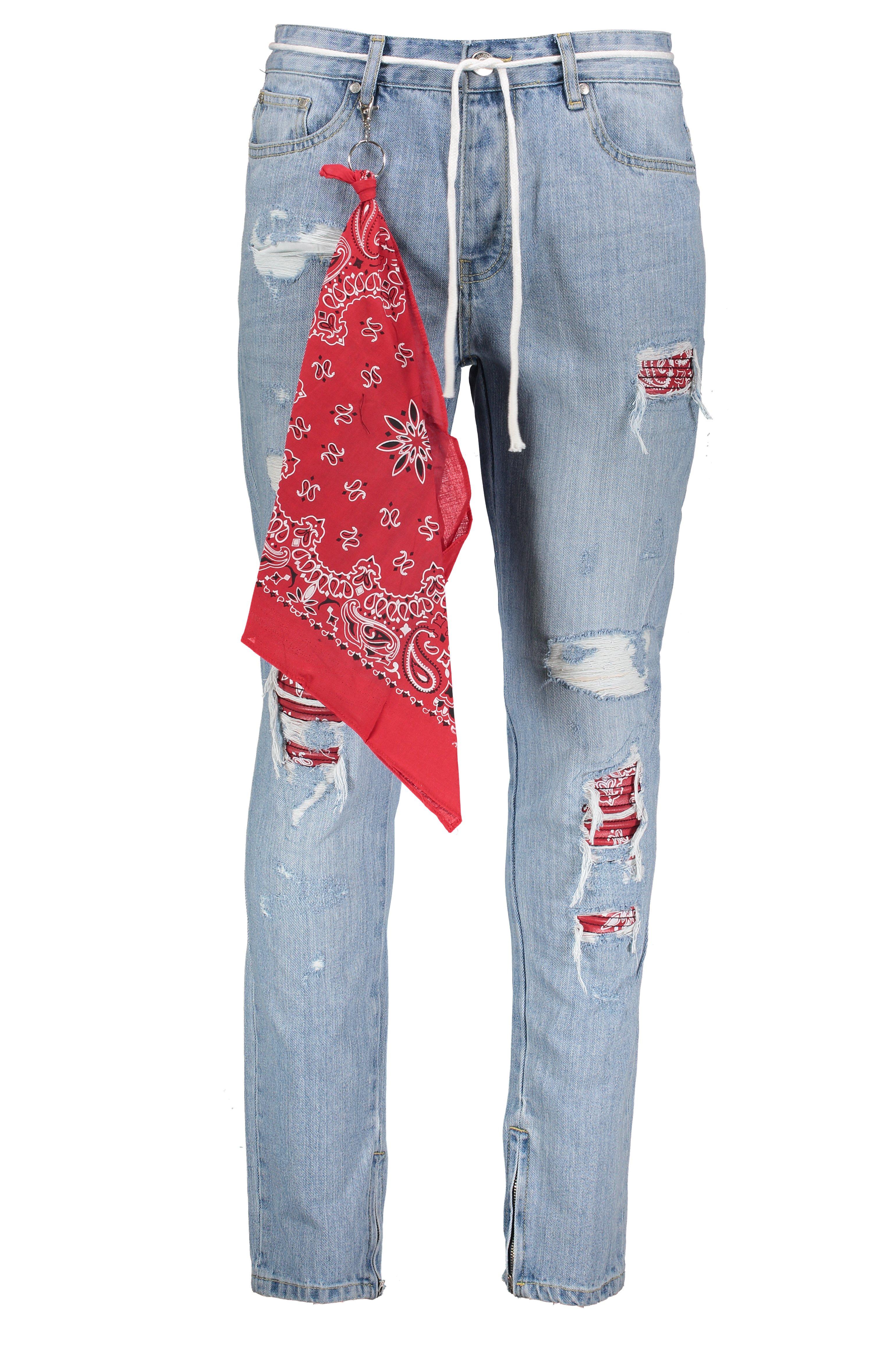 Jeans with best sale red bandana