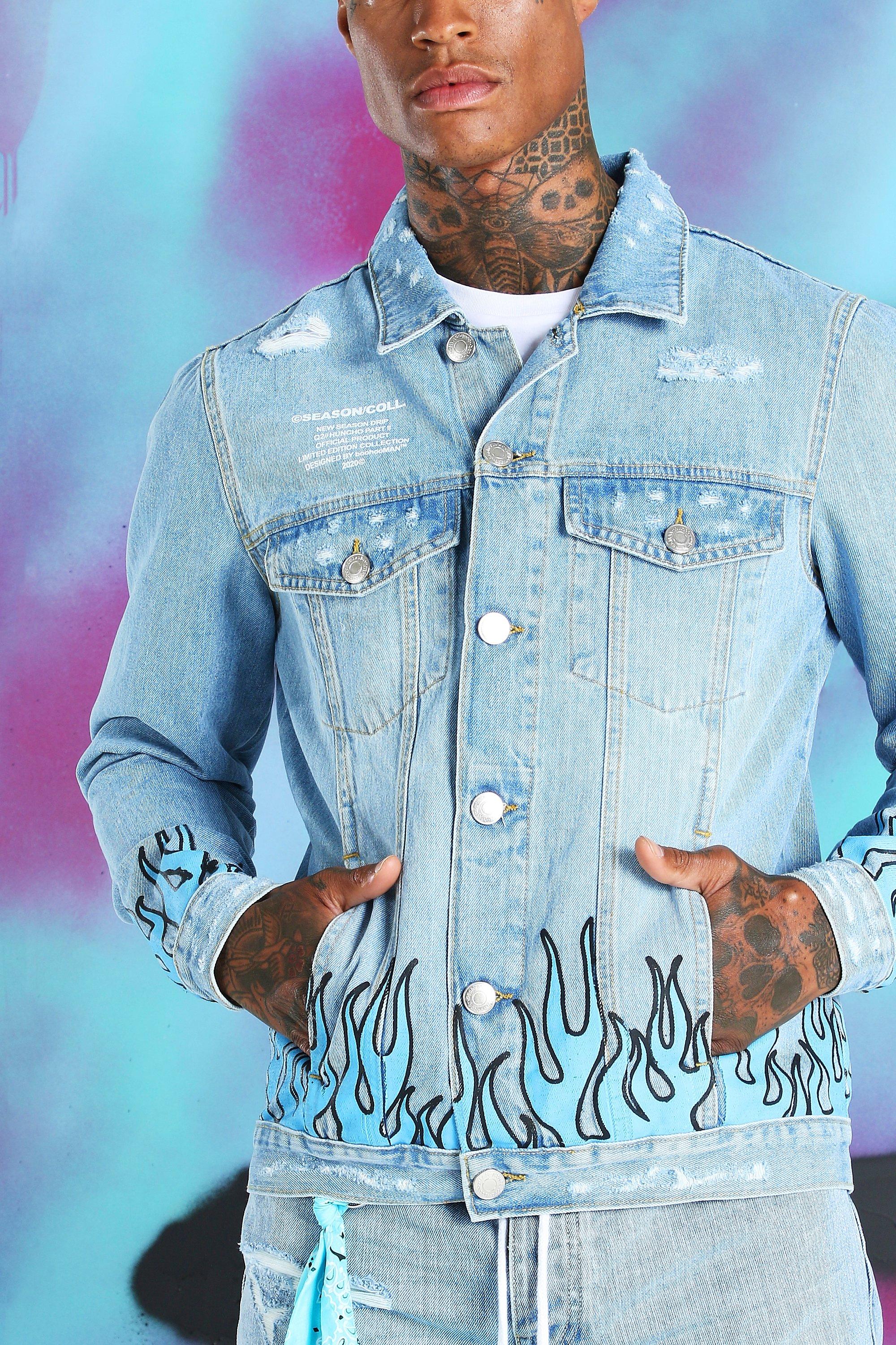 jeans with flames on pockets