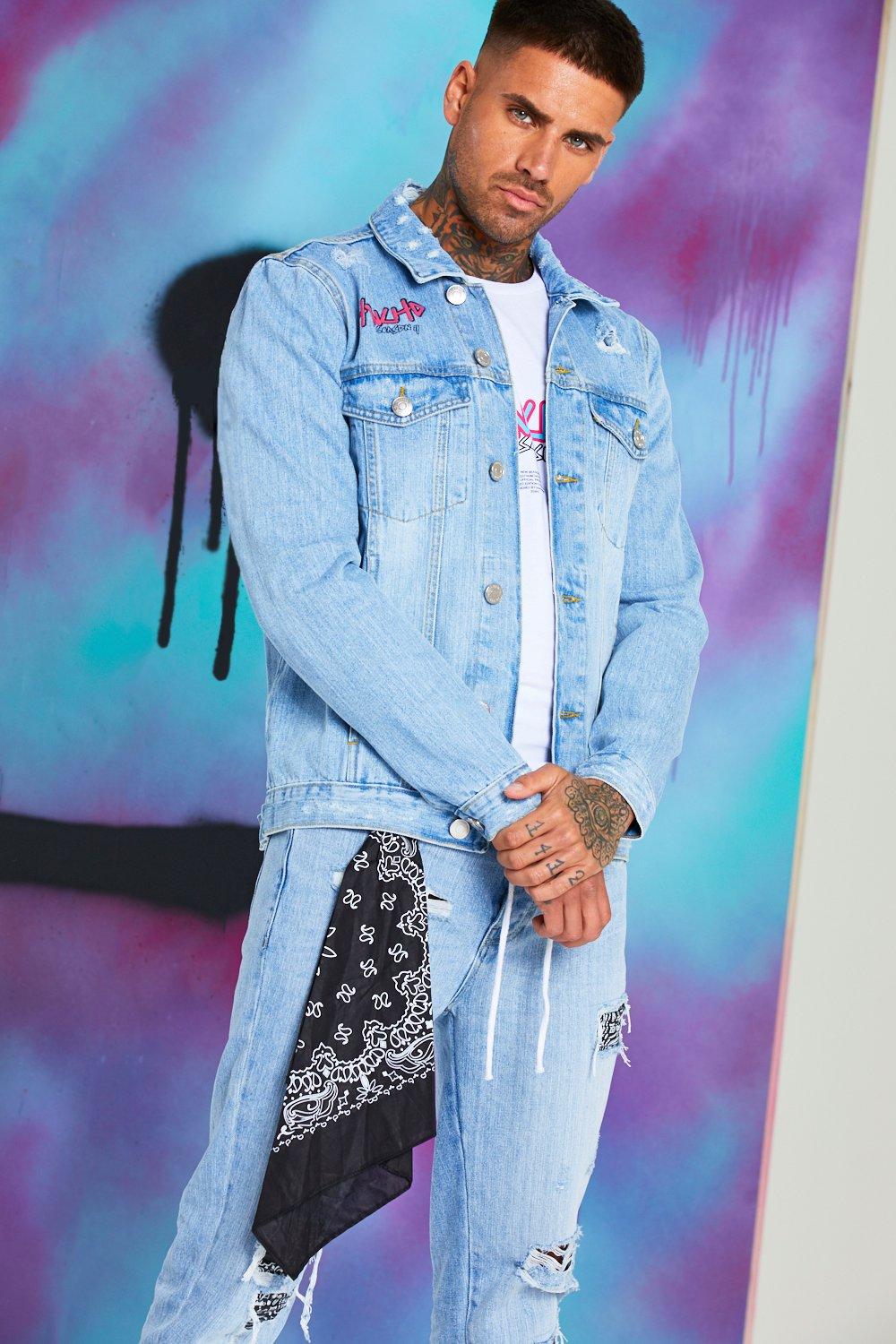 Plus Size Quavo Tie Dye Denim Jacket