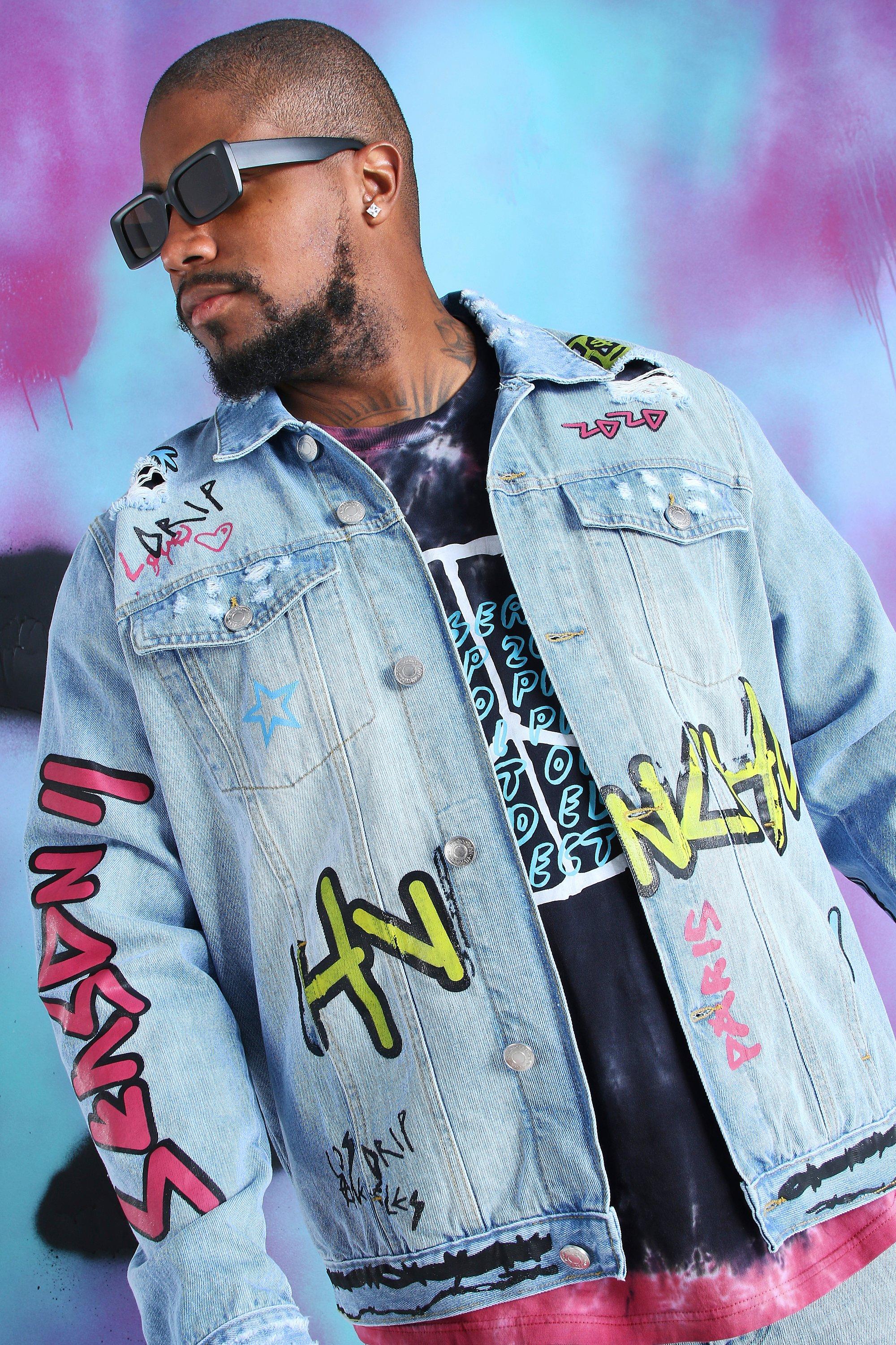 Jean on sale jacket graffiti