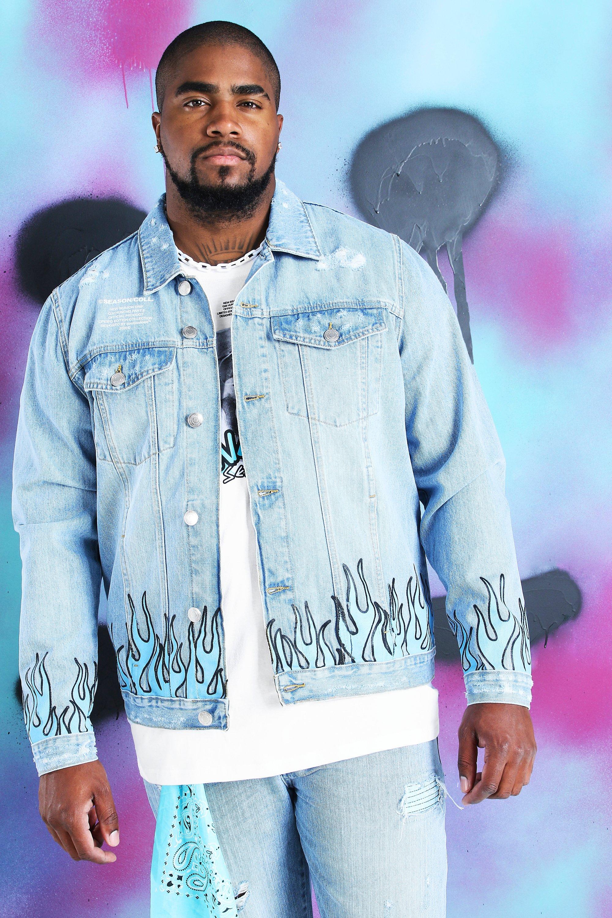 Plus Size Quavo Tie Dye Denim Jacket