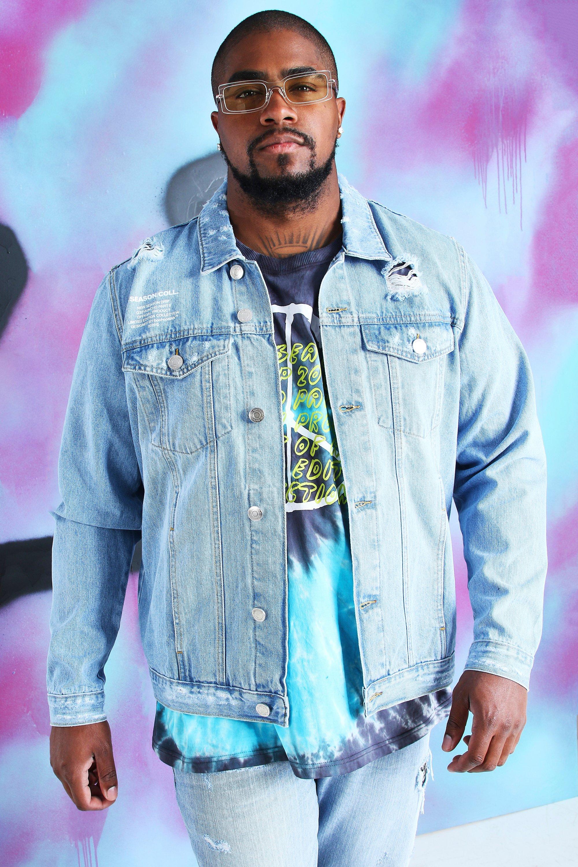 Plus Size Quavo Tie Dye Denim Jacket