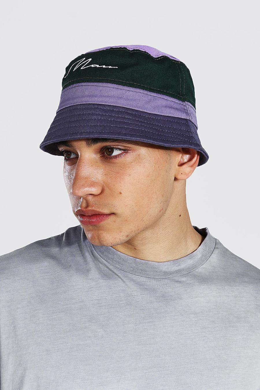 Multi Colour Block Man Branded Bucket Hat image number 1