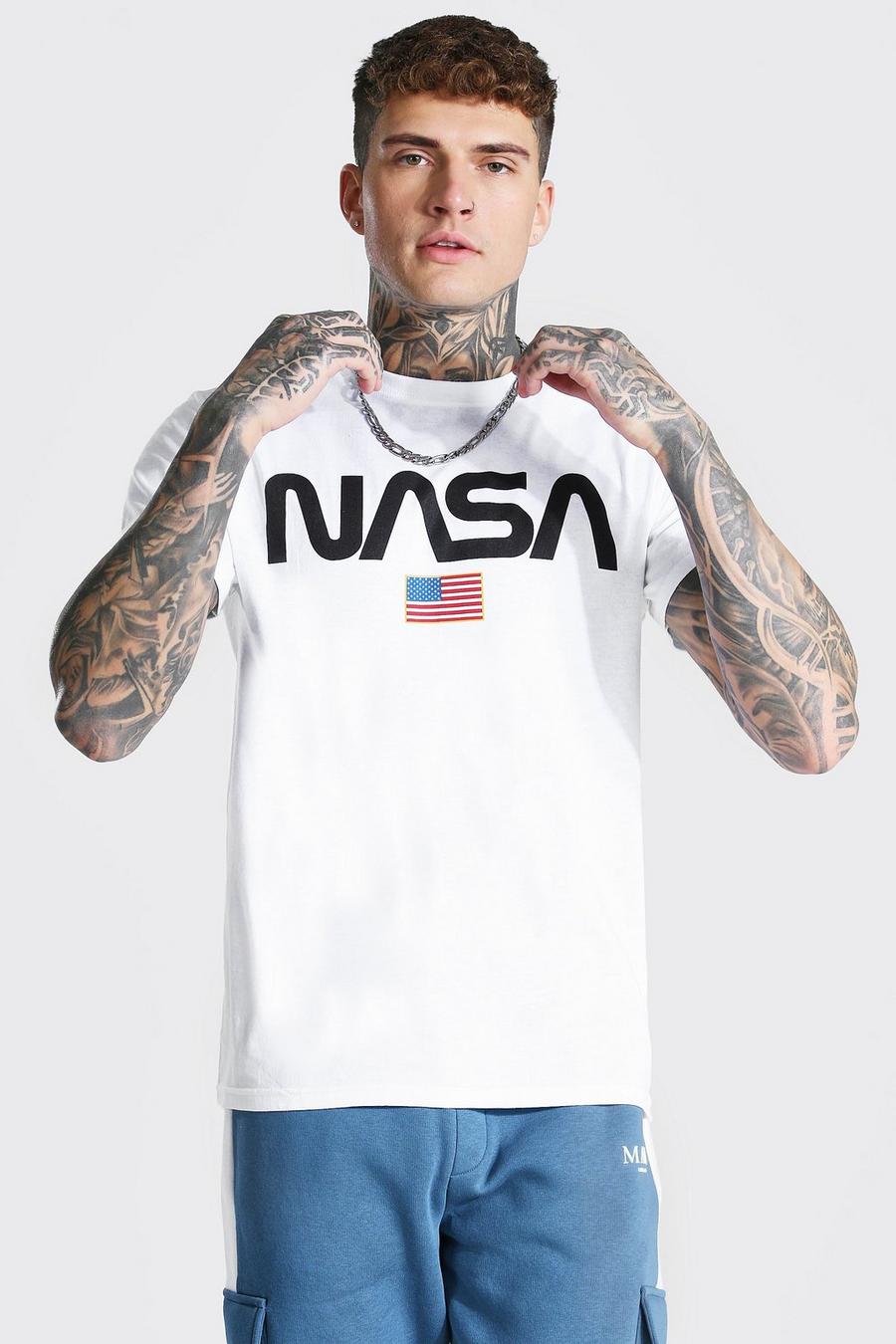Camiseta con estampado de rayas y estrellas NASA, Blanco image number 1