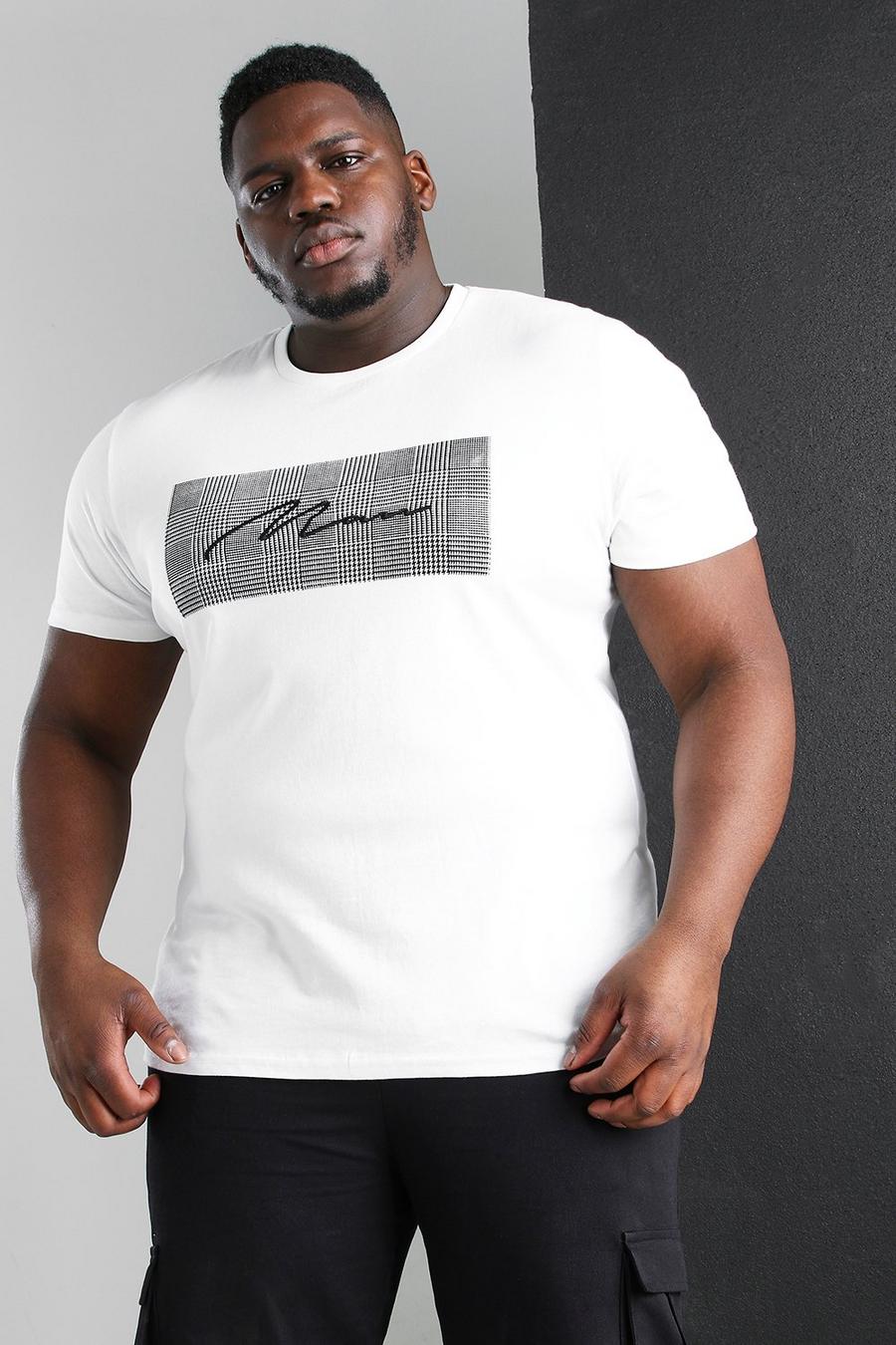 Big And Tall MAN Roman Boxy T-Shirt aus Jacquard, Weiß image number 1