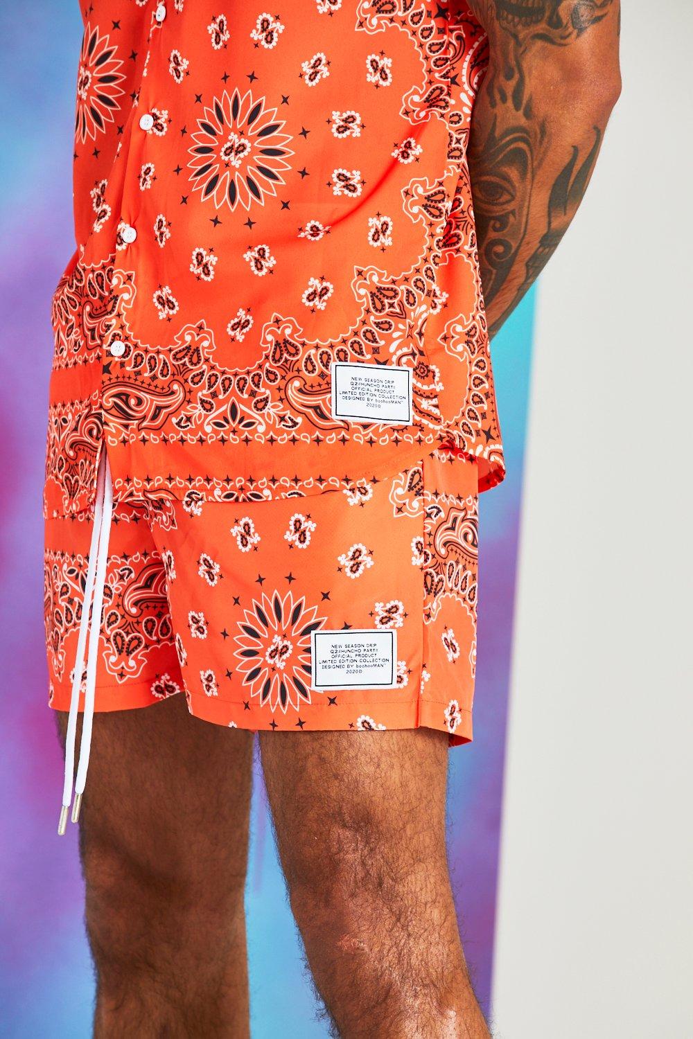 Orange 2024 bandana shorts