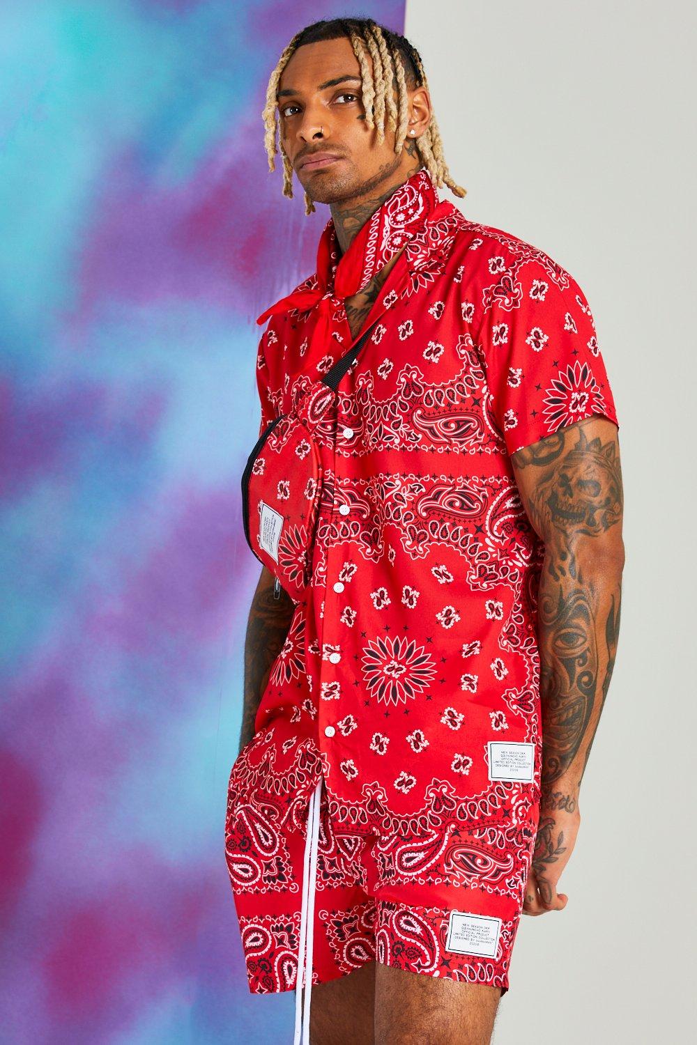 Quavo Bandana Print Shirt And Short Set