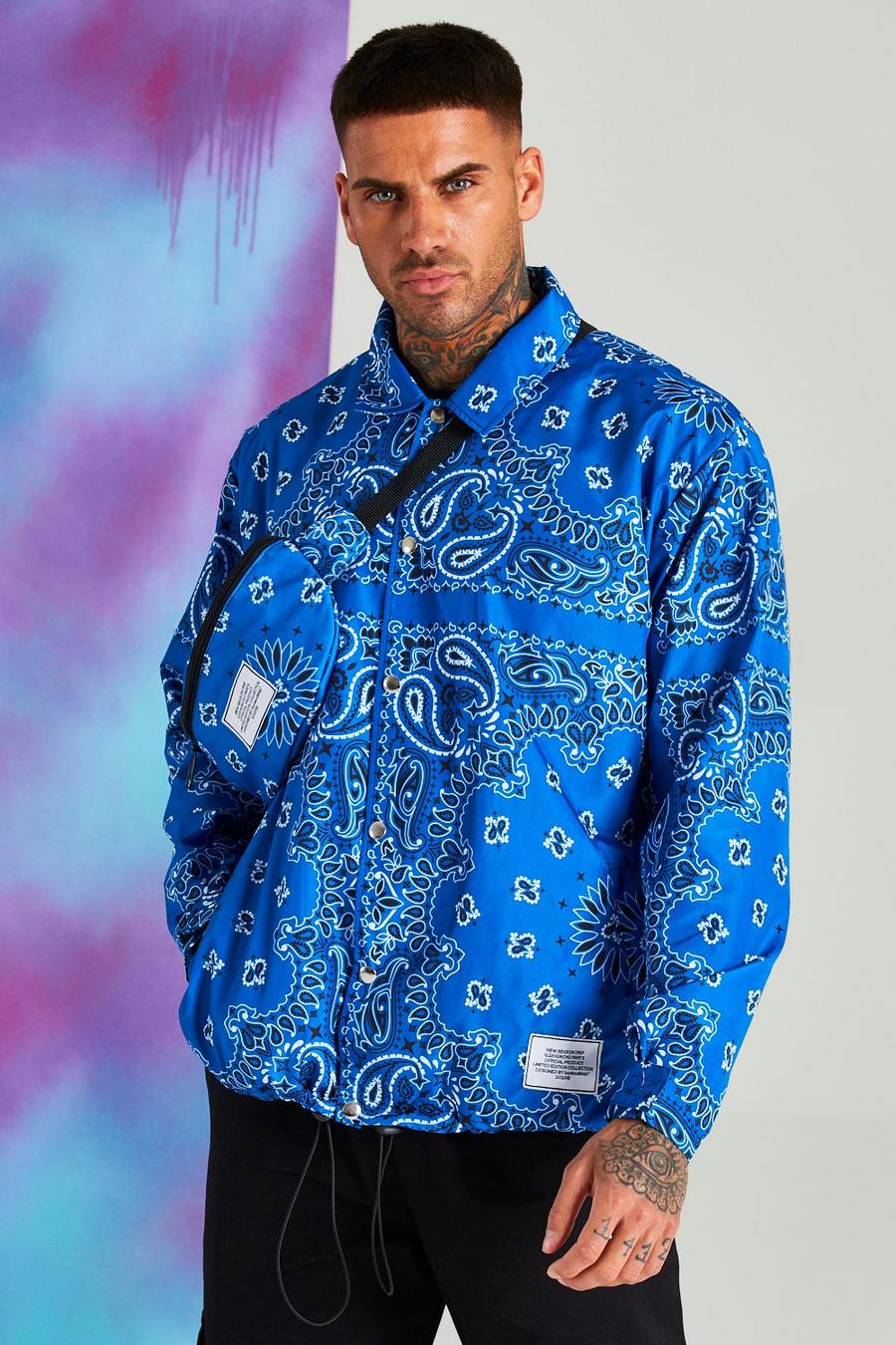 Quavo Bandana Print Coach Jacket, Blue image number 1