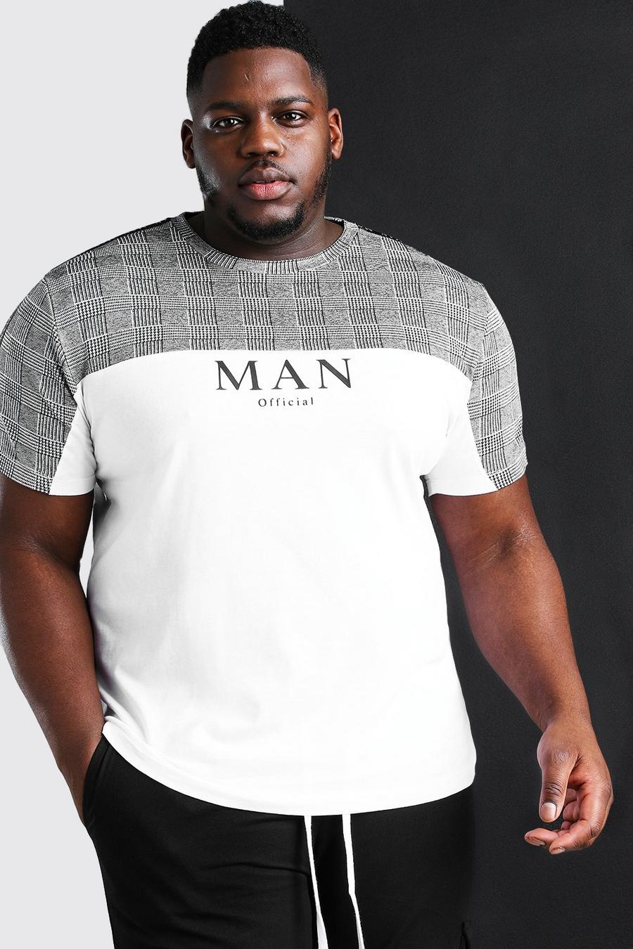 White Plus Size MAN Roman T-Shirt With Tape image number 1