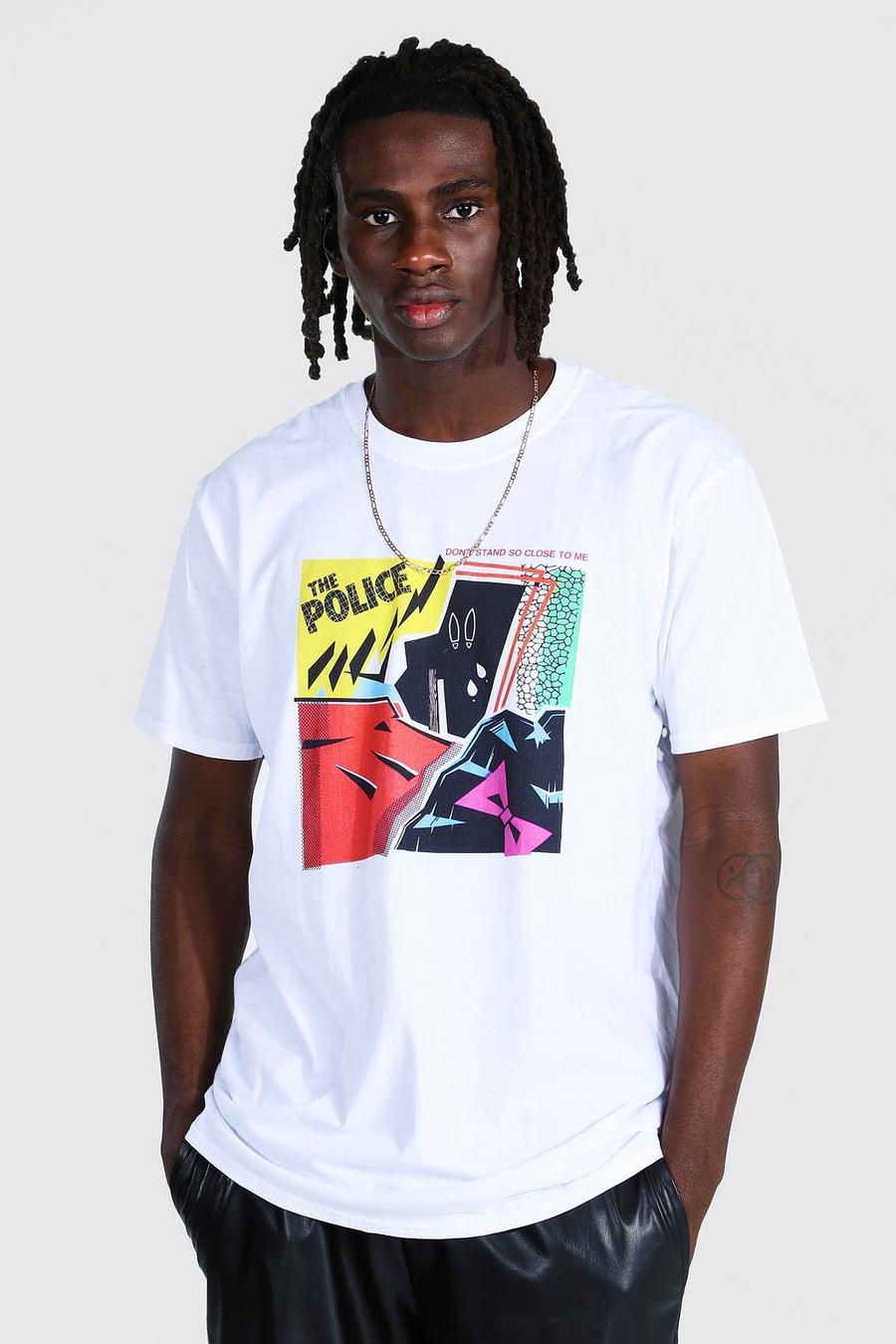White Oversized The Police License T-shirt image number 1