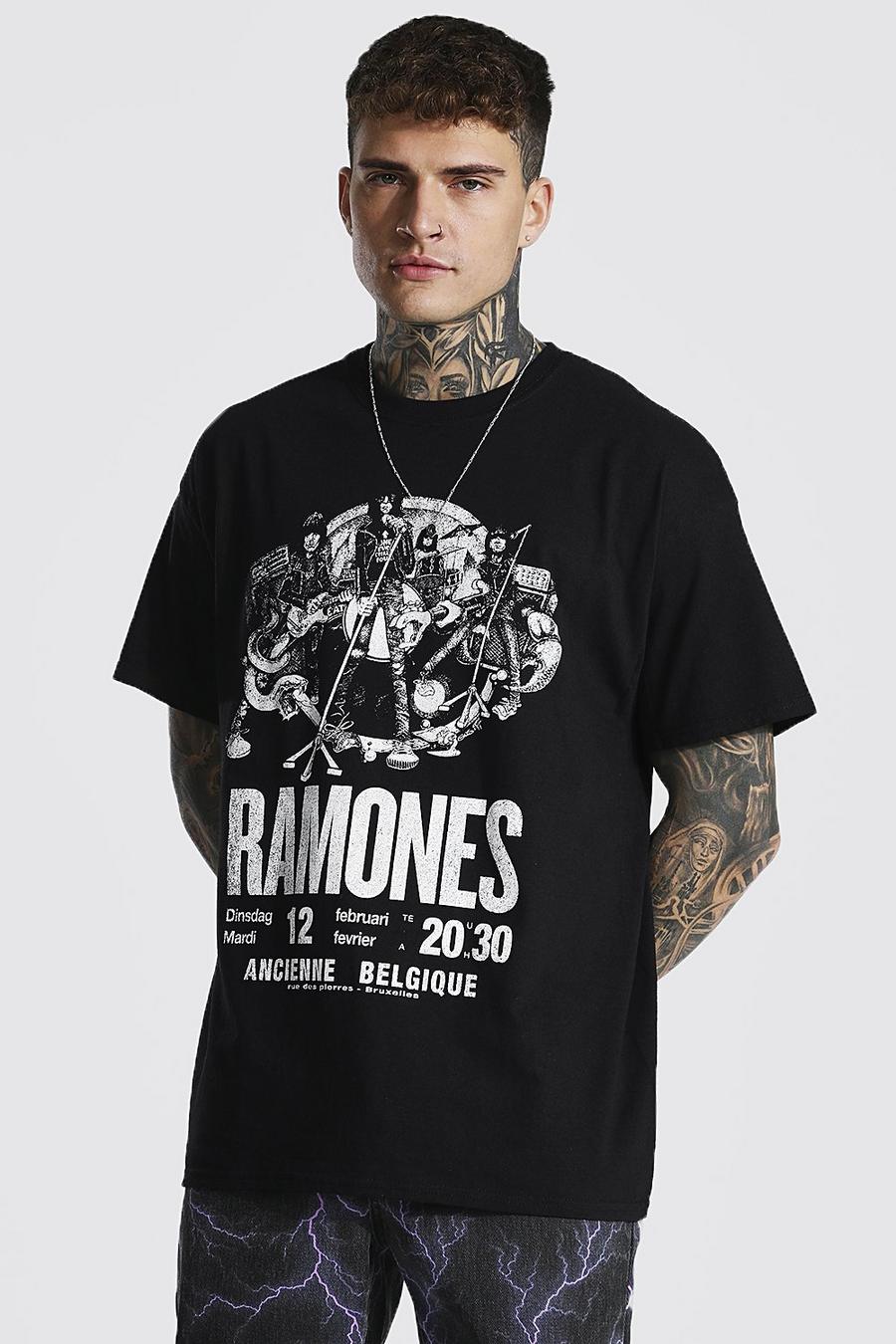 שחור טישרט אוברסייז ממותג עם הדפס Ramones image number 1