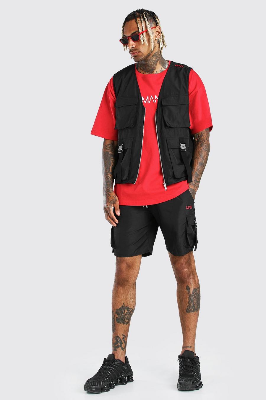 Black Original MAN Shell Buckle Utility Vest & Short image number 1