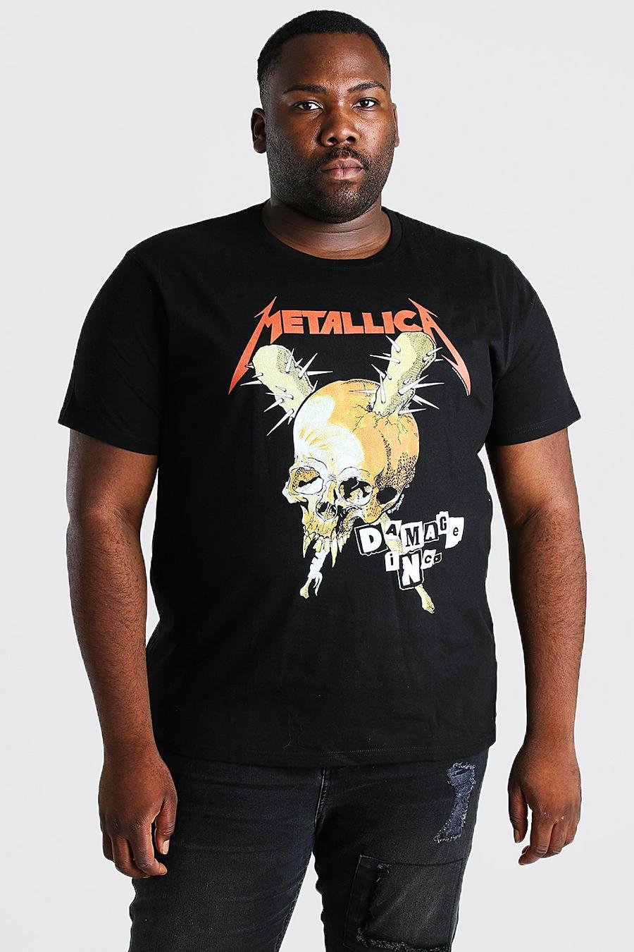 שחור טישרט ממותג עם גולגולת וכיתוב Metallica לגברים גדולים וגבוהים image number 1
