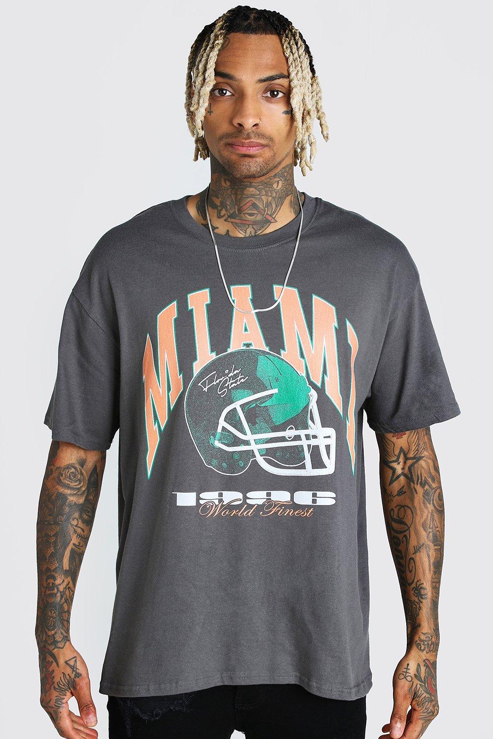 Oversized Miami American Football Graphic T-Shirt