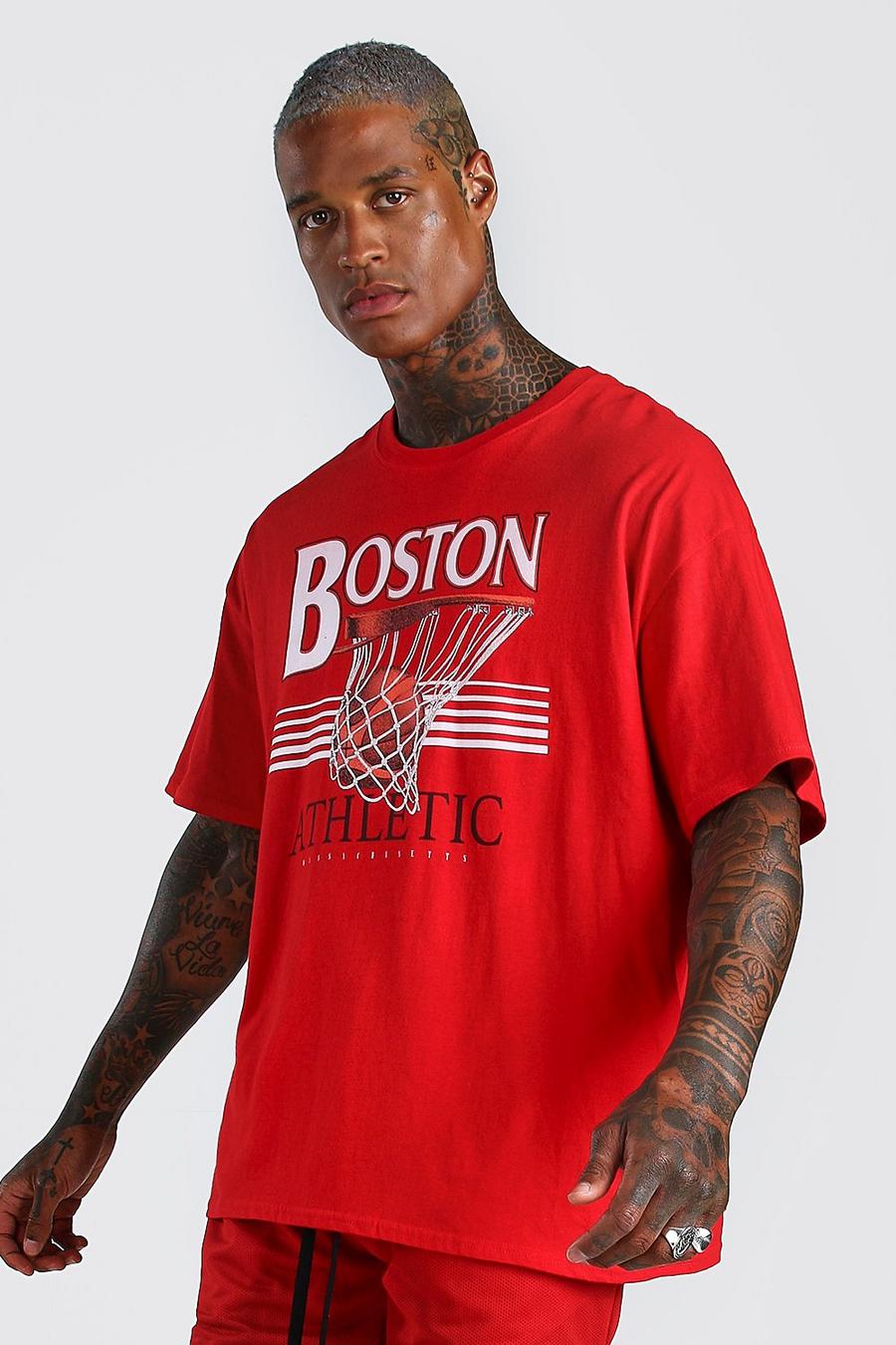 Oversized Boston Basketball Graphic T-Shirt image number 1