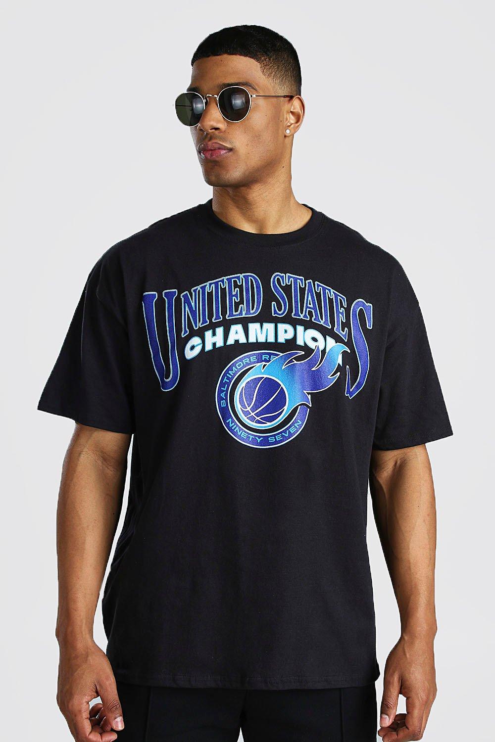 Men's Oversized Basketball Champions Graphic T-Shirt