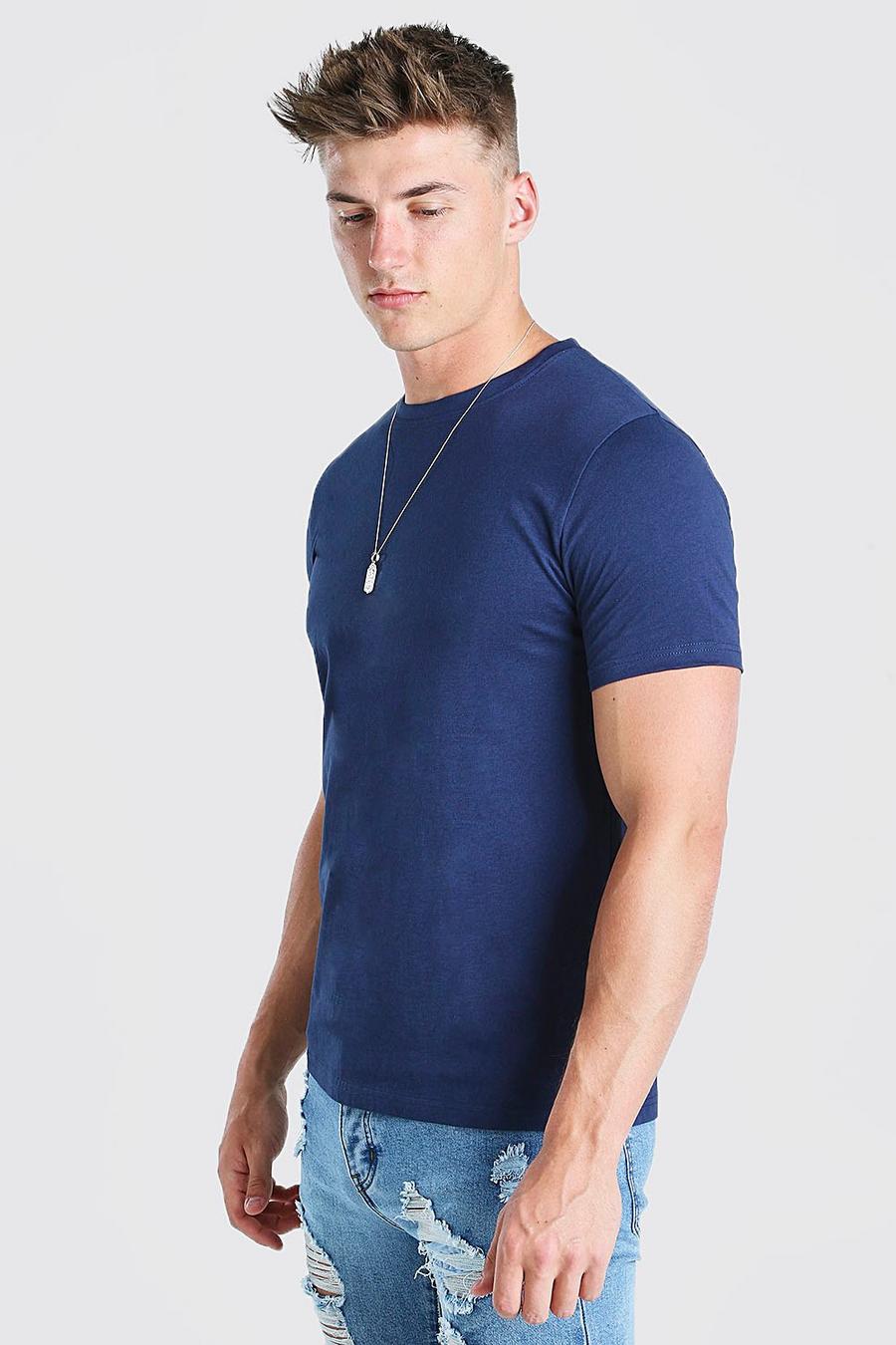 Marineblauw Basic T-Shirt Met Crewneck image number 1