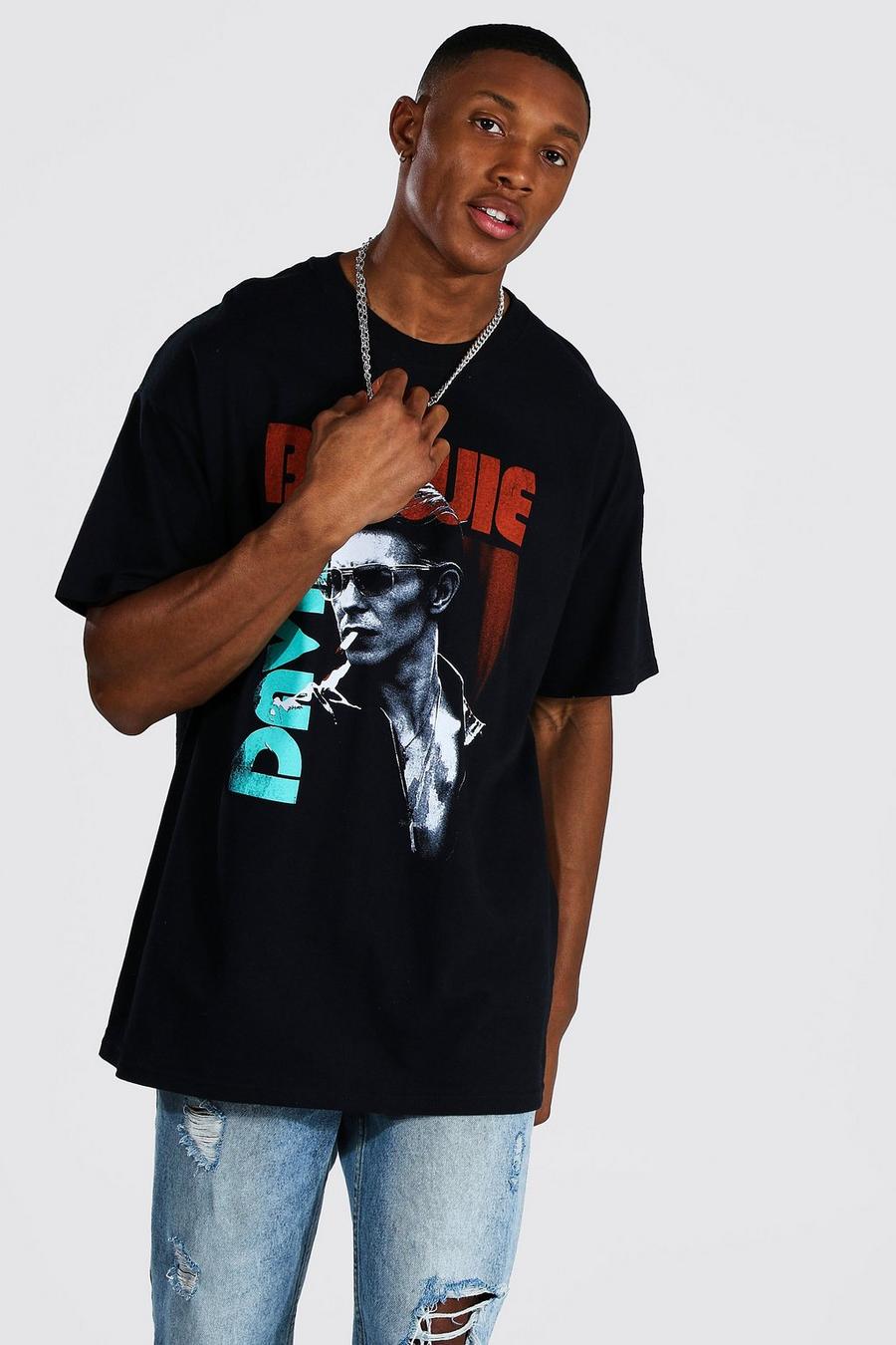 Black Bowie Oversize t-shirt med tryck image number 1