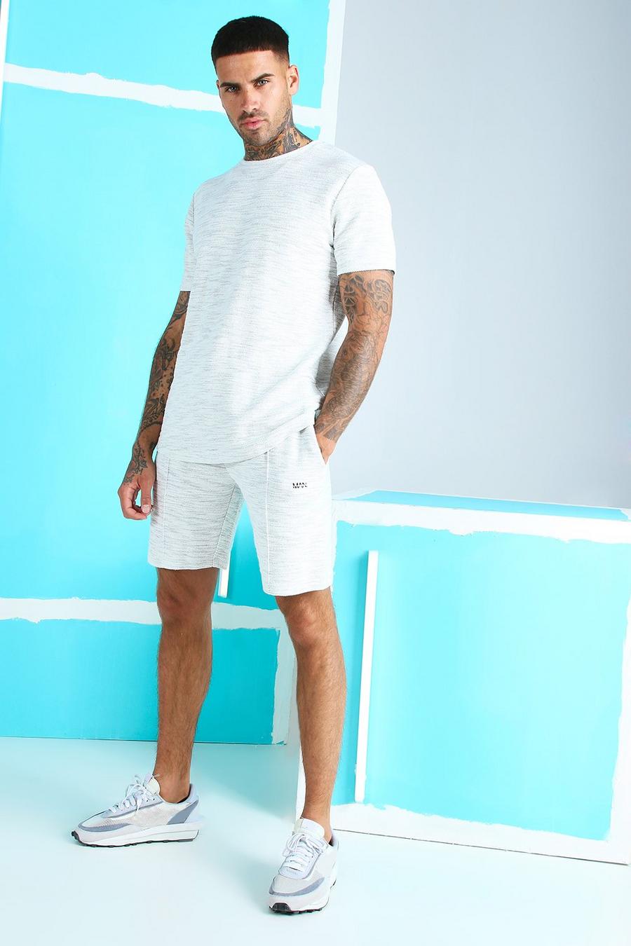 Light grey Jacquard T-Shirt and Pintuck Short image number 1