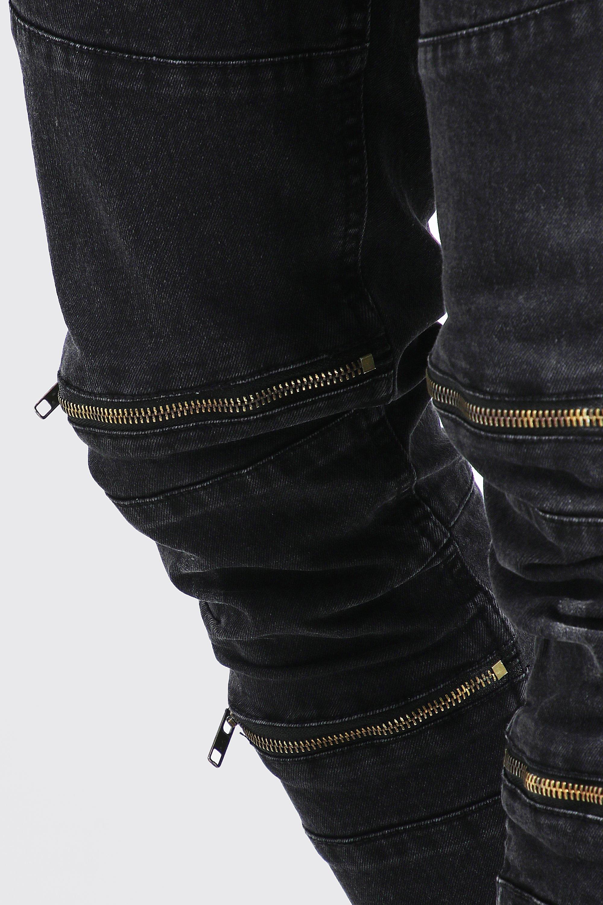 black skinny biker jeans