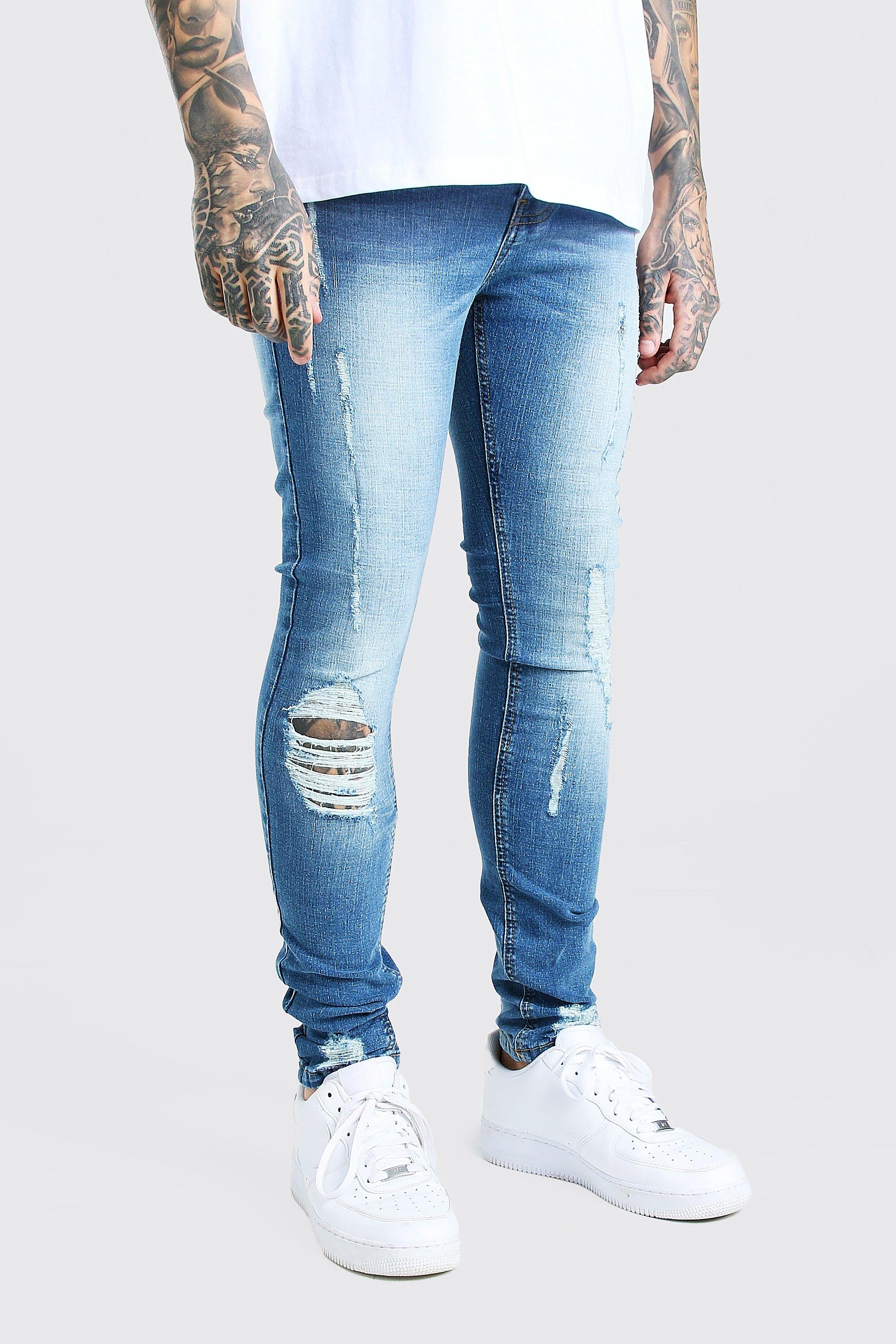 super skinny destroyed jeans