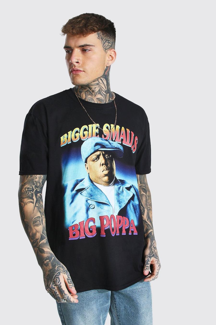 Lizenz-T-Shirt in Übergröße mit Biggie Smalls-Print, Schwarz image number 1