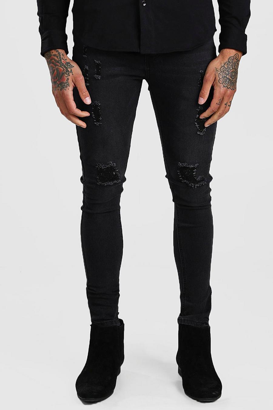 Jeans skinny effetto spruzzato con strappi alle ginocchia image number 1