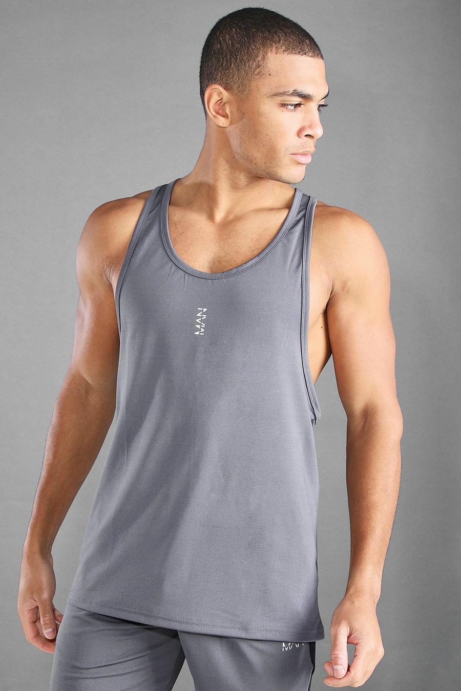 Charcoal Man Active Gym Racer Tank Top image number 1