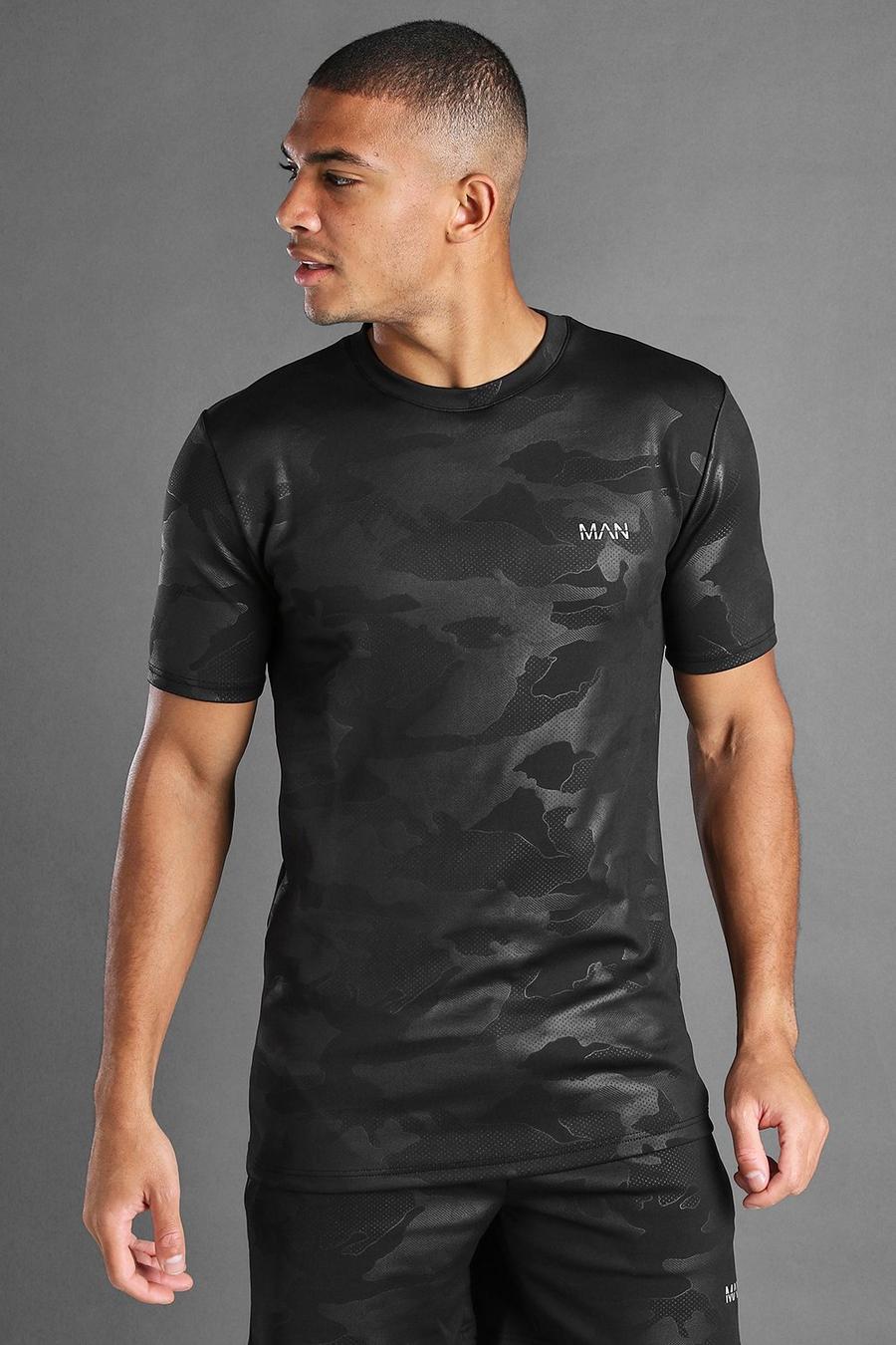 Camiseta MAN Active con estampado de camuflaje, Negro image number 1