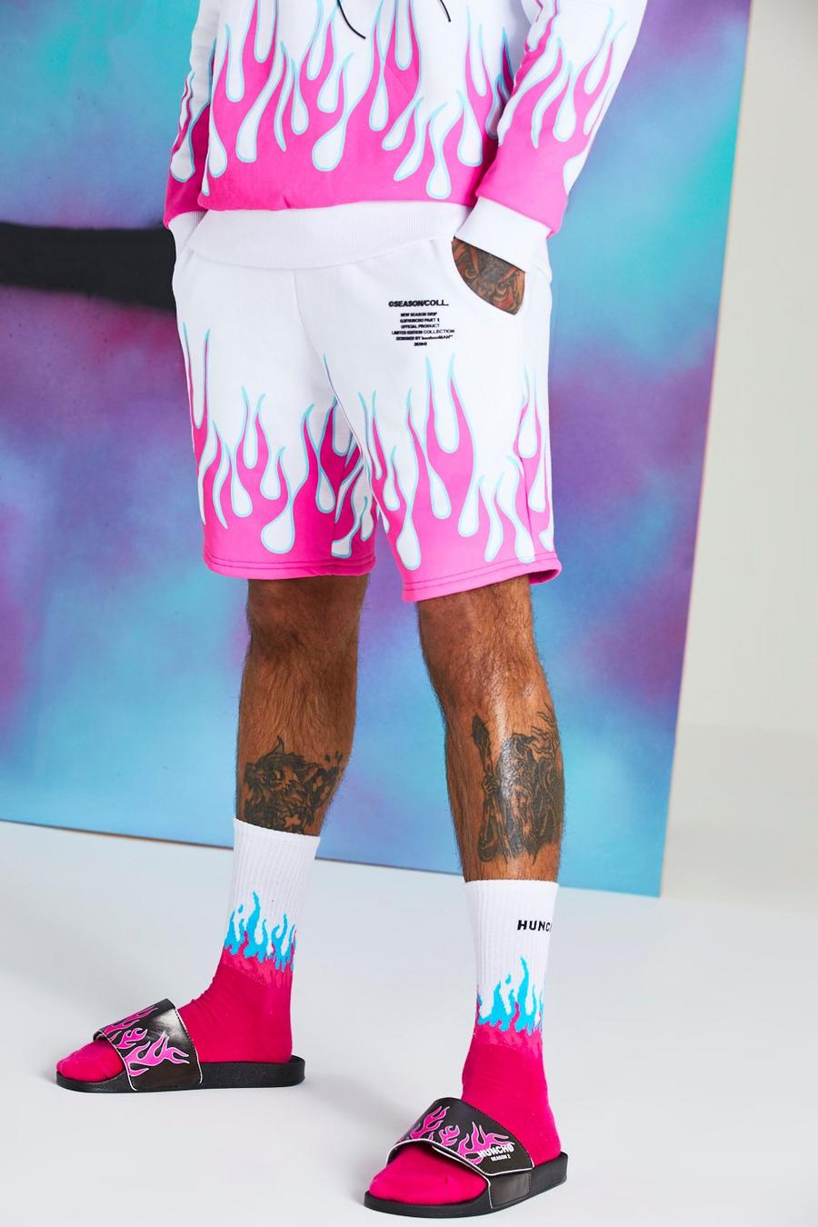 Quavo Jersey-Shorts mit Flammen-Print image number 1