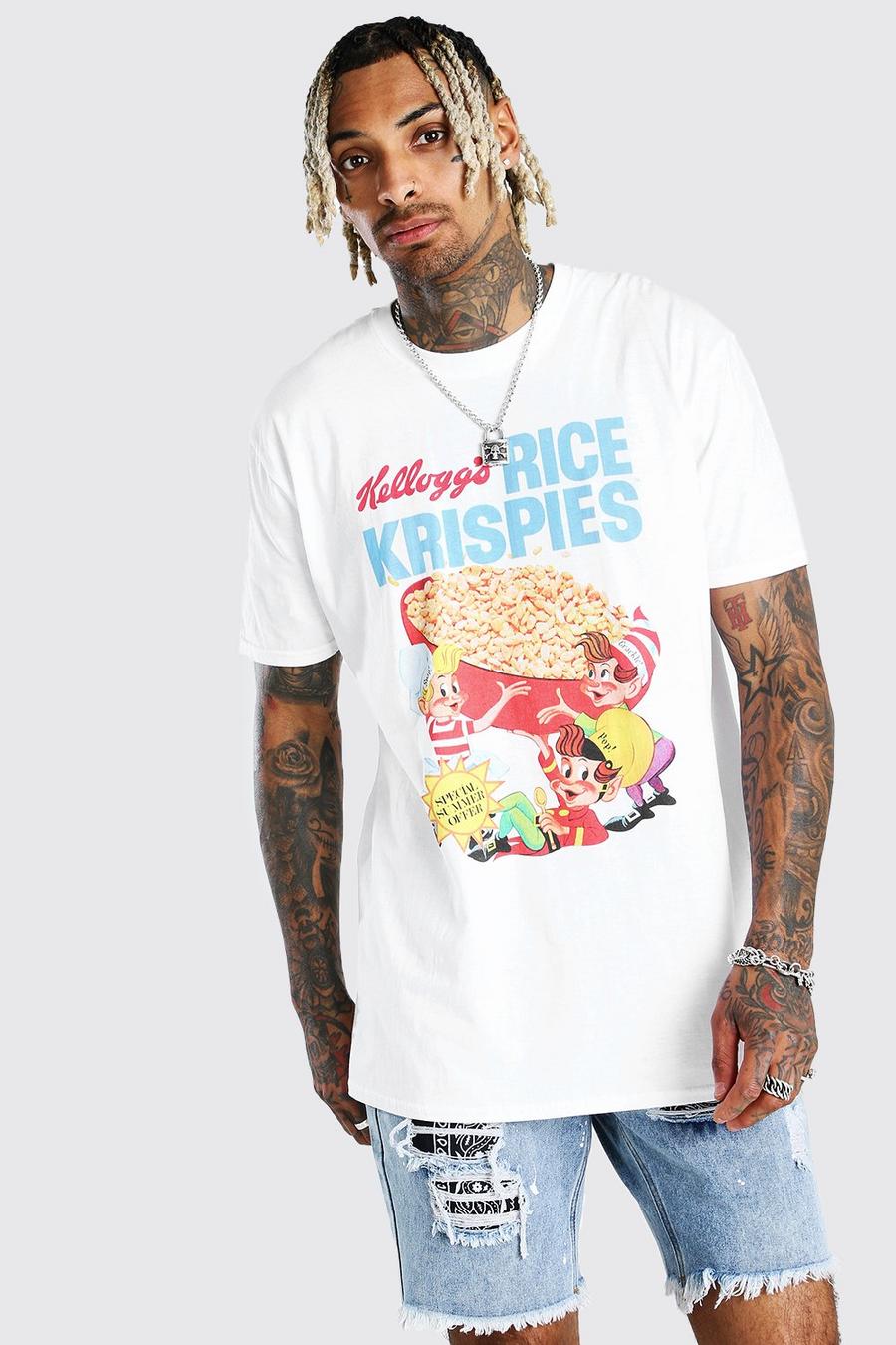 T-Shirt in Übergröße mit lizenziertem „Kelloggs Rice Krispies“-Print, Weiß image number 1