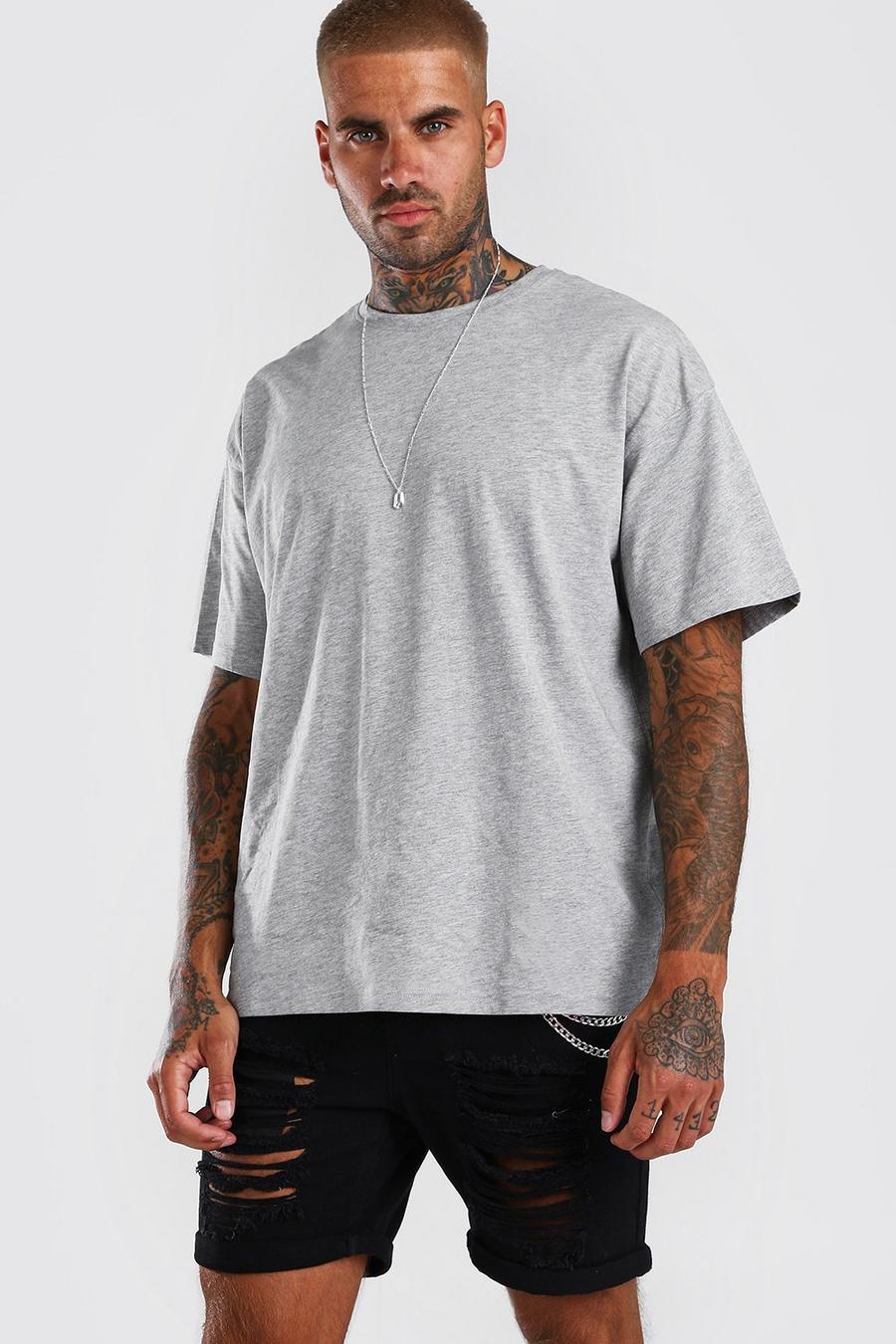 Grey Oversized Crew Neck T-Shirt image number 1