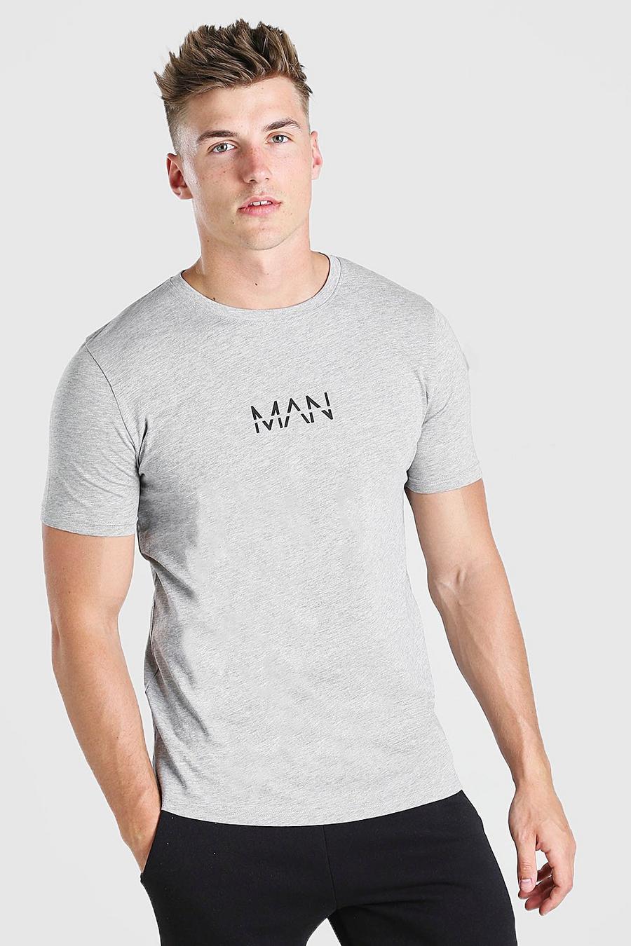 Grey Original MAN T-shirt med tryck image number 1