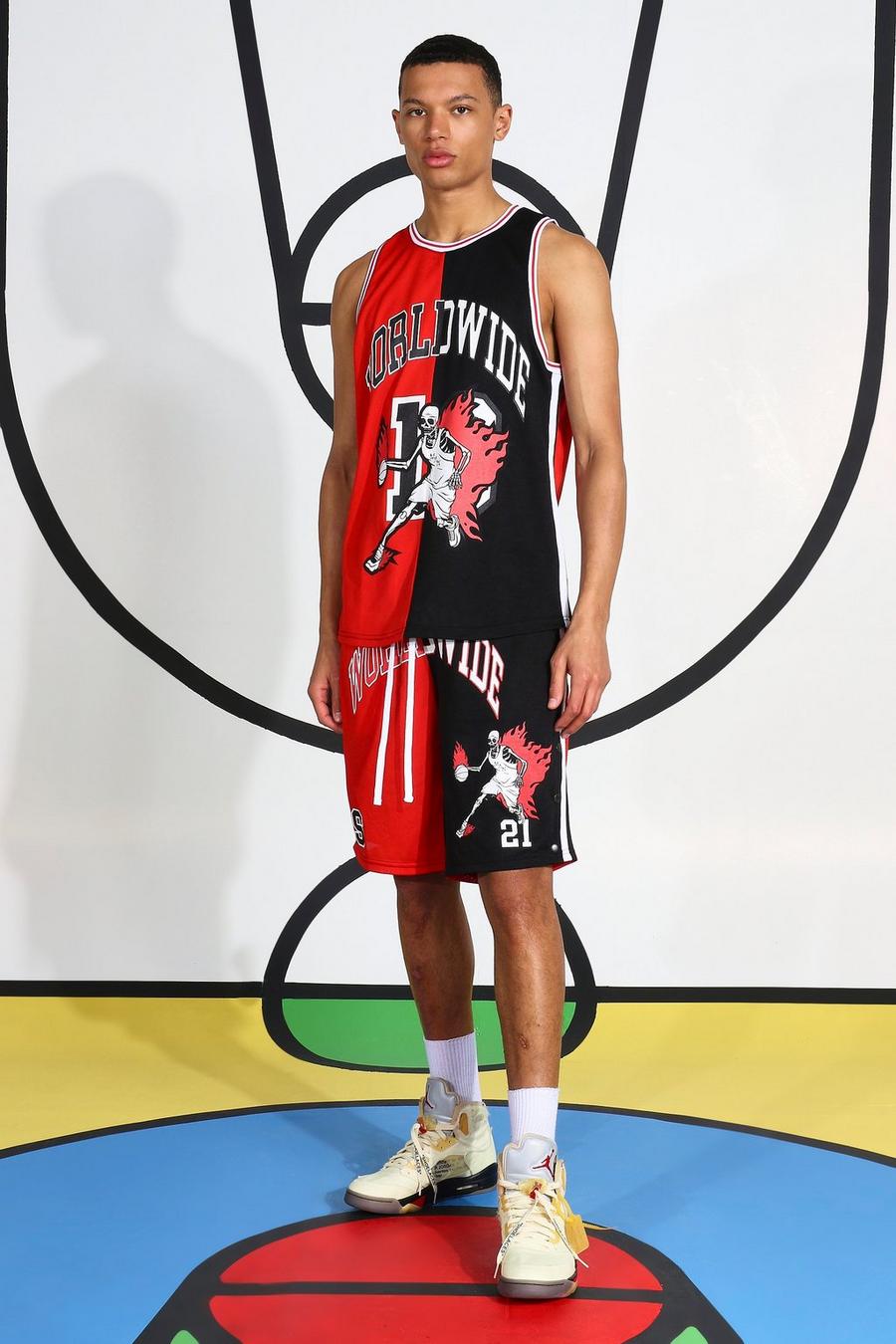 Ensemble de basketball bicolore Worldwide Tall, Rouge image number 1