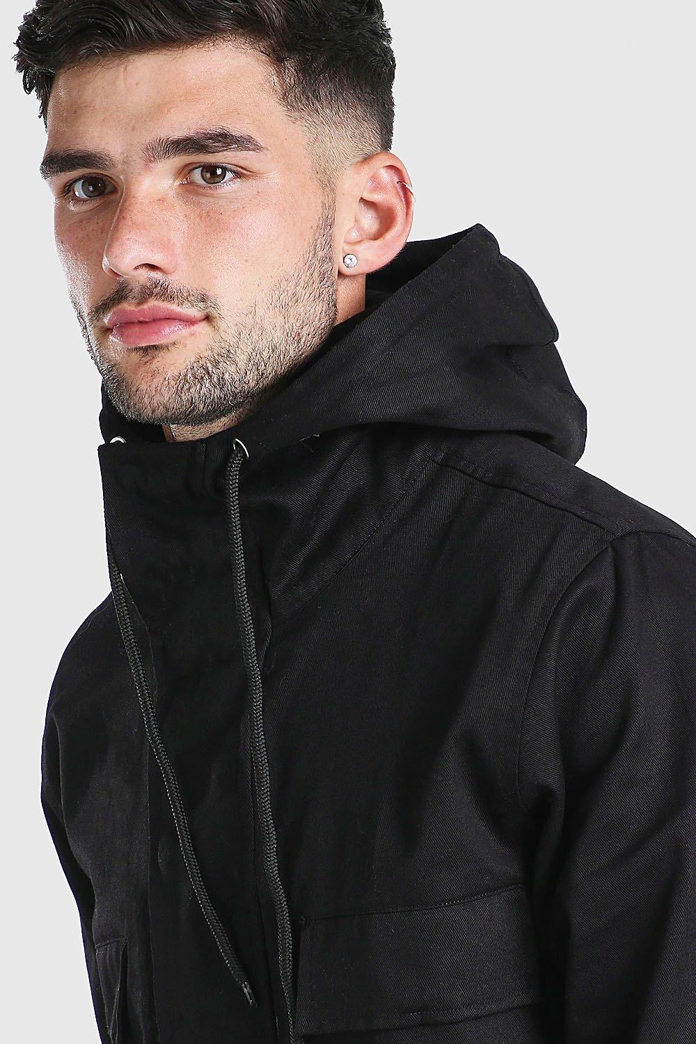 Veste a enfiler en serge a poche sur le devant boohoo FR