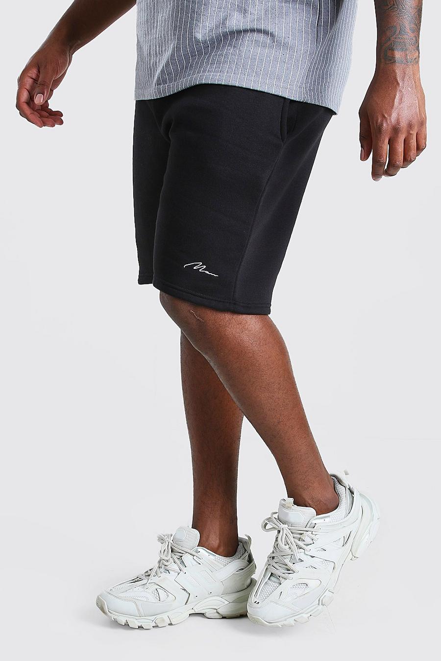 Big And Tall Jersey-Shorts mit MAN-Schriftzug, Schwarz image number 1