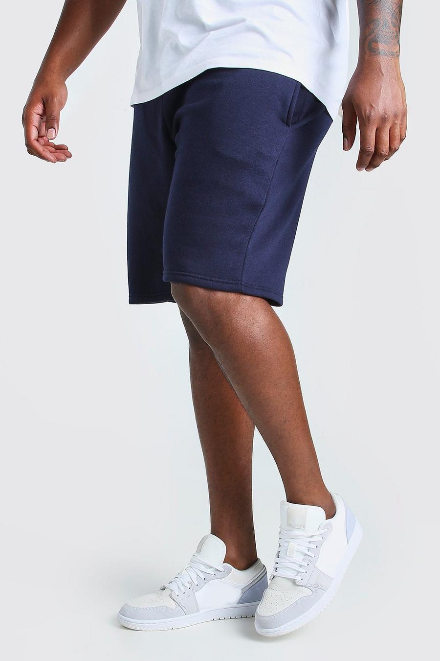 Big And Tall Mittellange Basic Jersey-Shorts, Marineblau image number 1