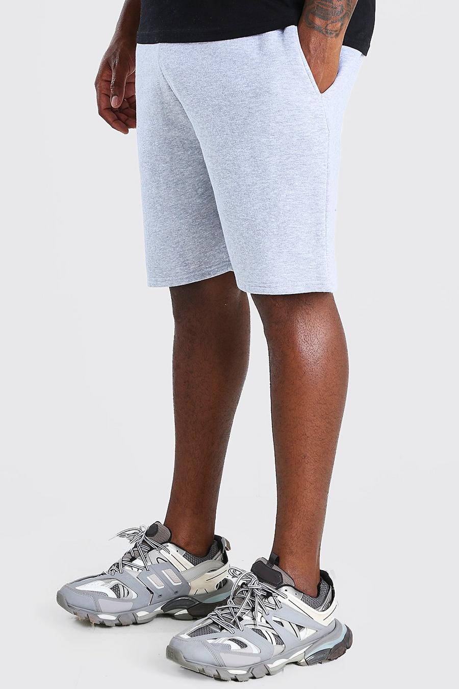 Big And Tall Mittellange Basic Jersey-Shorts, Grau meliert image number 1