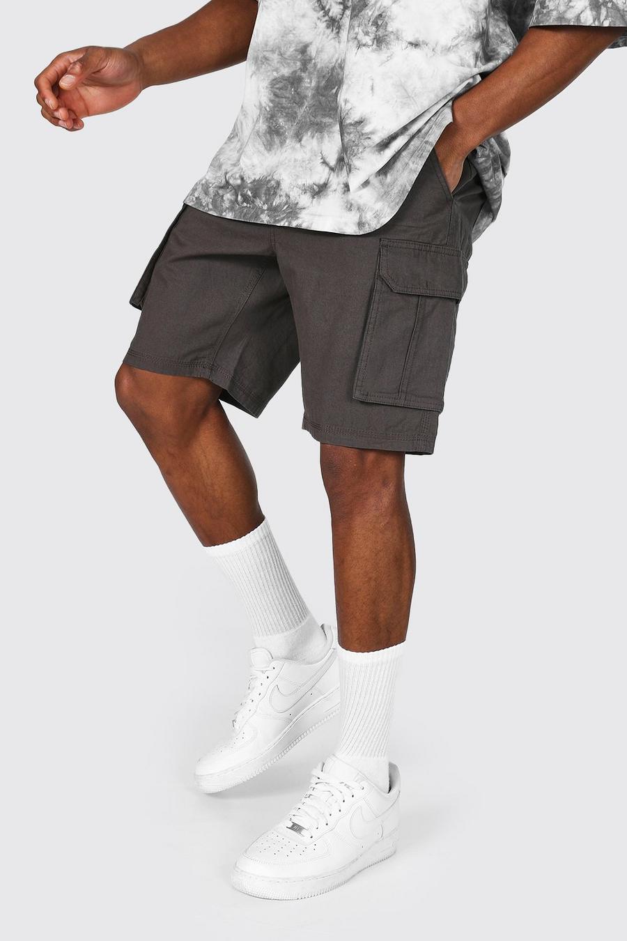 Charcoal Cargo Shorts Met Taille Band image number 1