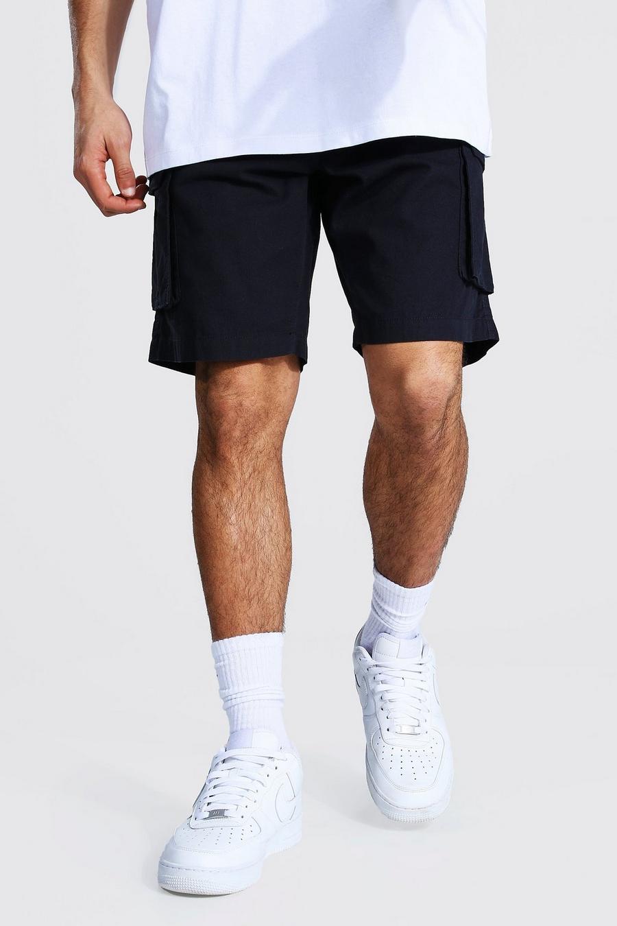 Cargo-Shorts mit elastischer Taille, Marineblau image number 1