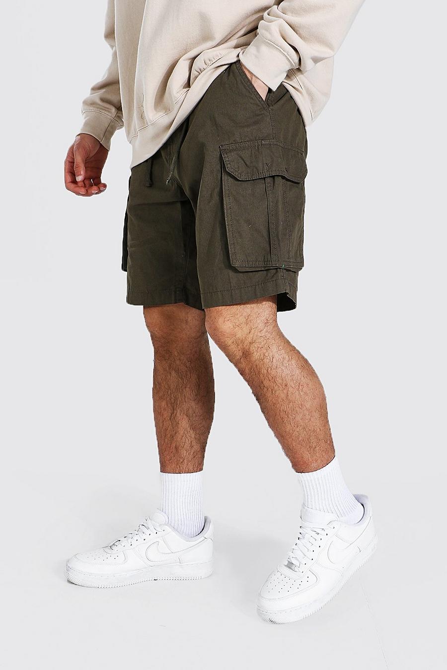 Khaki Cargo Shorts Met Elastische Middel image number 1