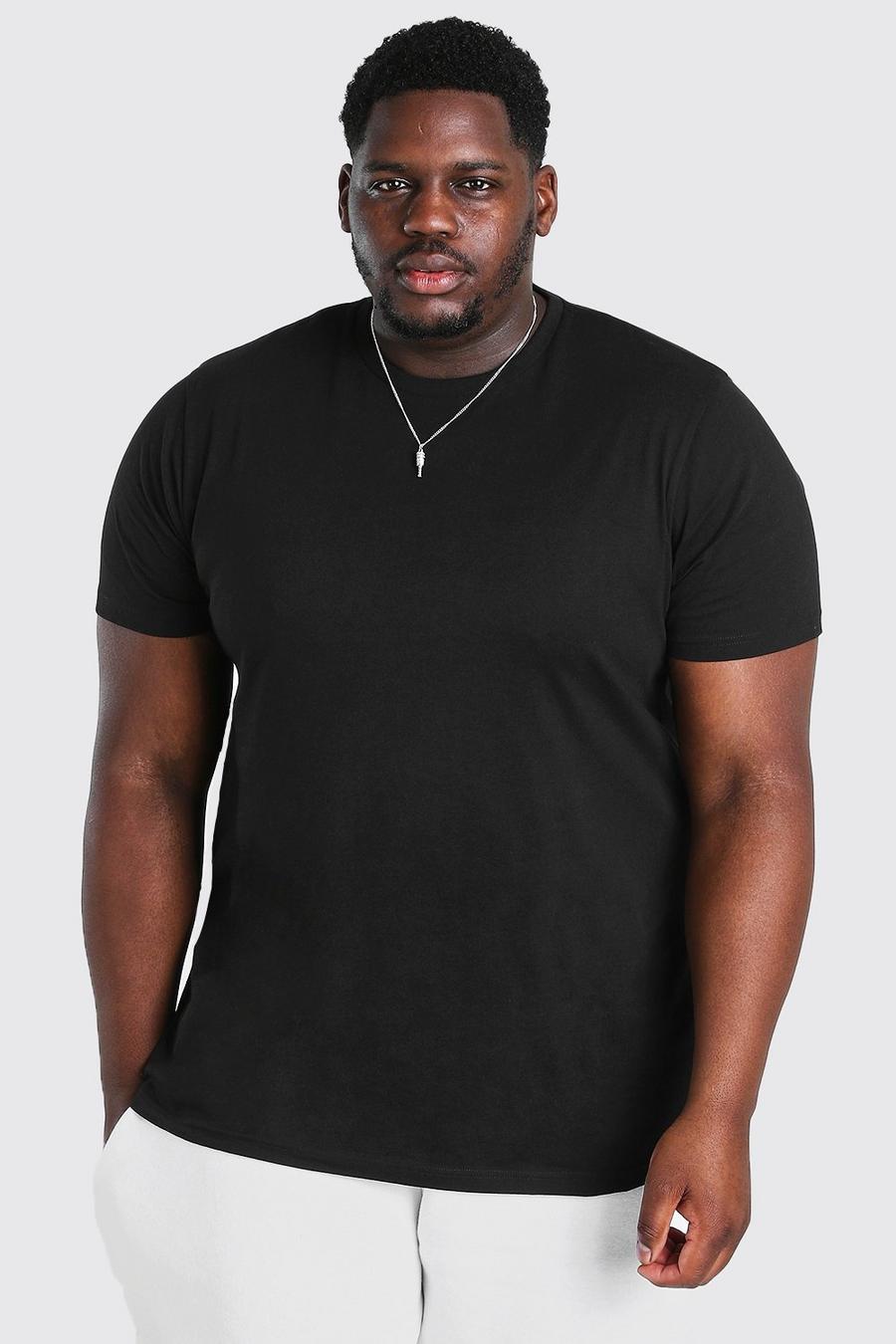 Black Plus Size Longline Basic T-Shirt image number 1