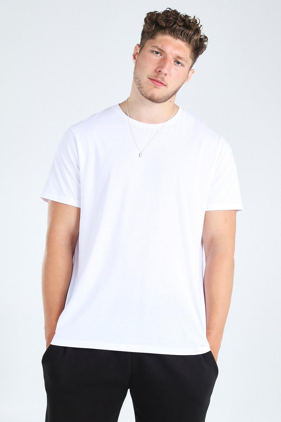 Camiseta Plus básica de corte largo, Blanco image number 1