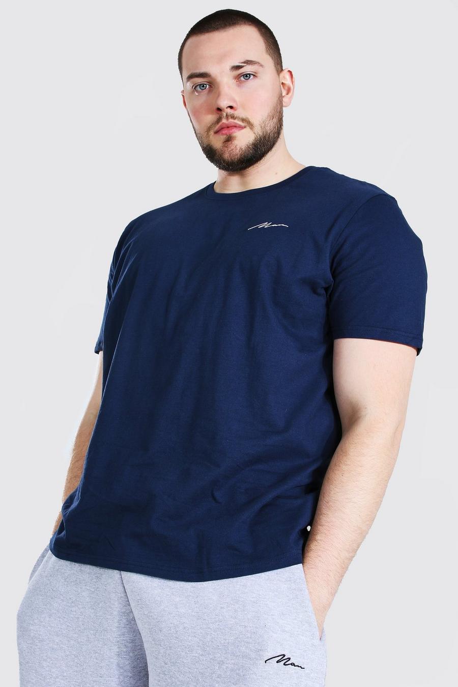 Marineblauw Plus Man T-Shirt Met Tekst image number 1