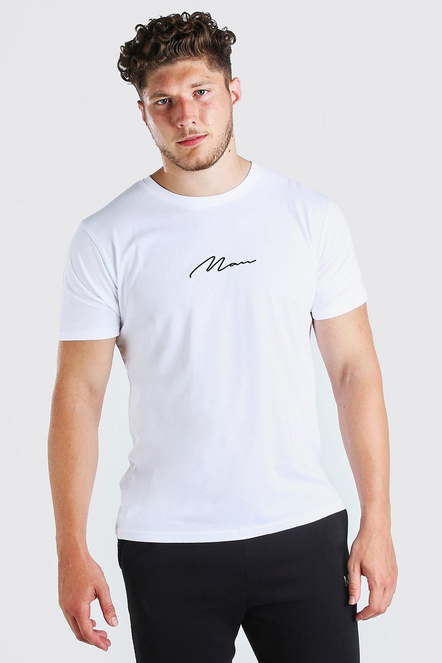 Big And Tall Longline T-Shirt mit MAN-Schriftzug, Weiß image number 1