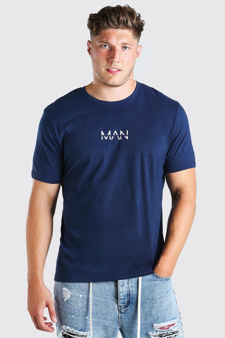 T-shirt Big And Tall con stampa MAN con linea, Blu oltremare image number 1