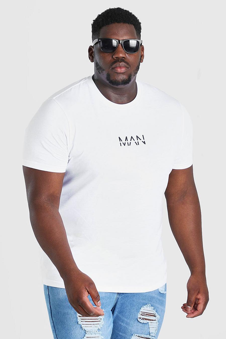 T-shirt Big And Tall con stampa MAN con linea, Bianco image number 1