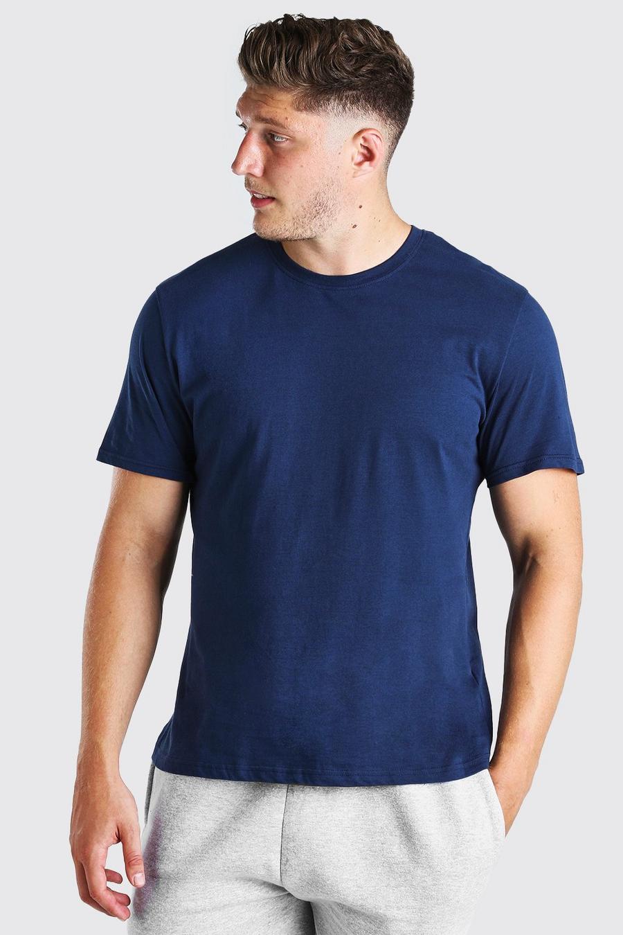 Big And Tall Länger geschnittenes, schlichtes T-Shirt, Marineblau image number 1